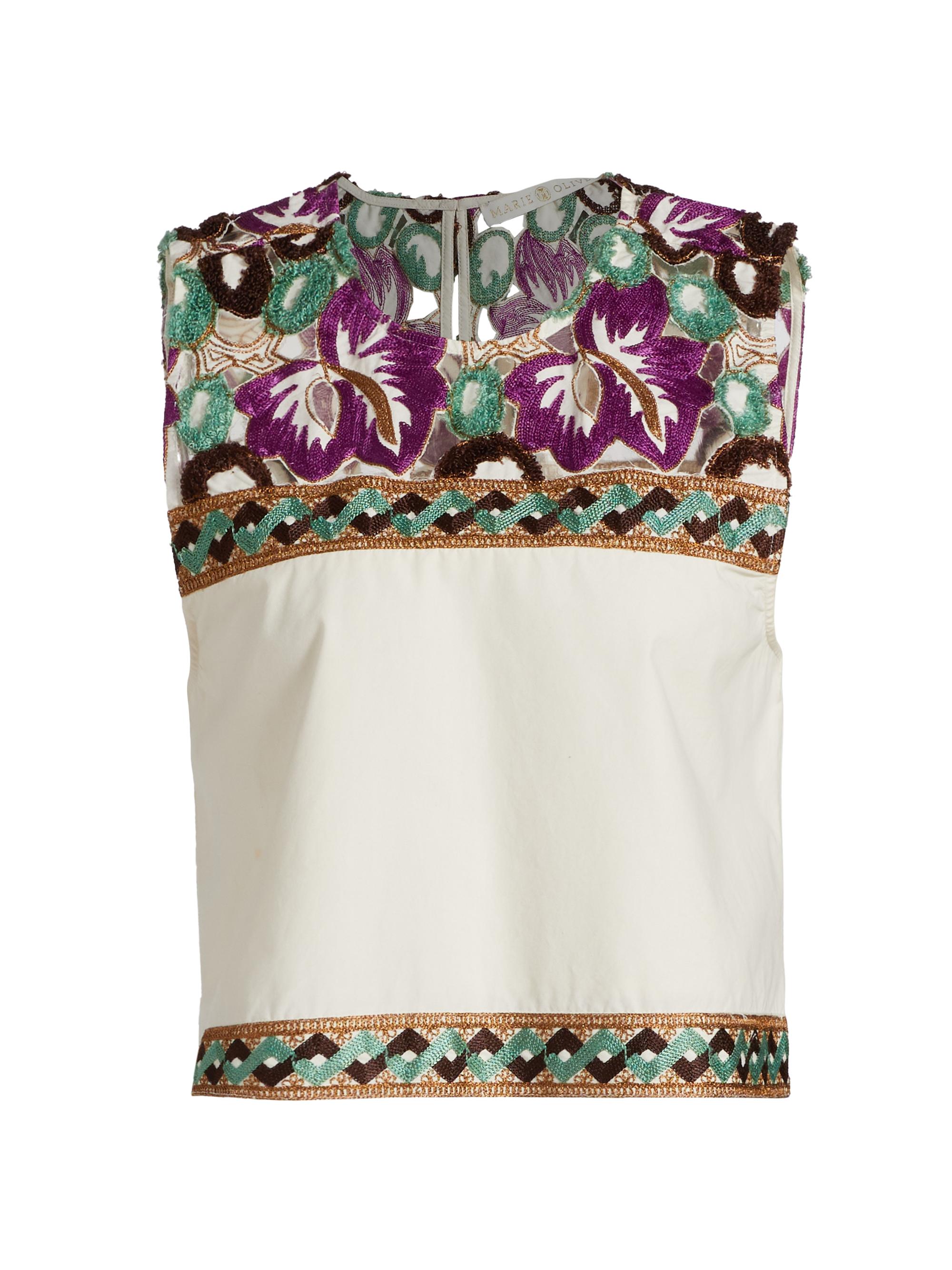 Marie Oliver Women's Lorel Floral Embroidered Cotton Crop Top - Napa