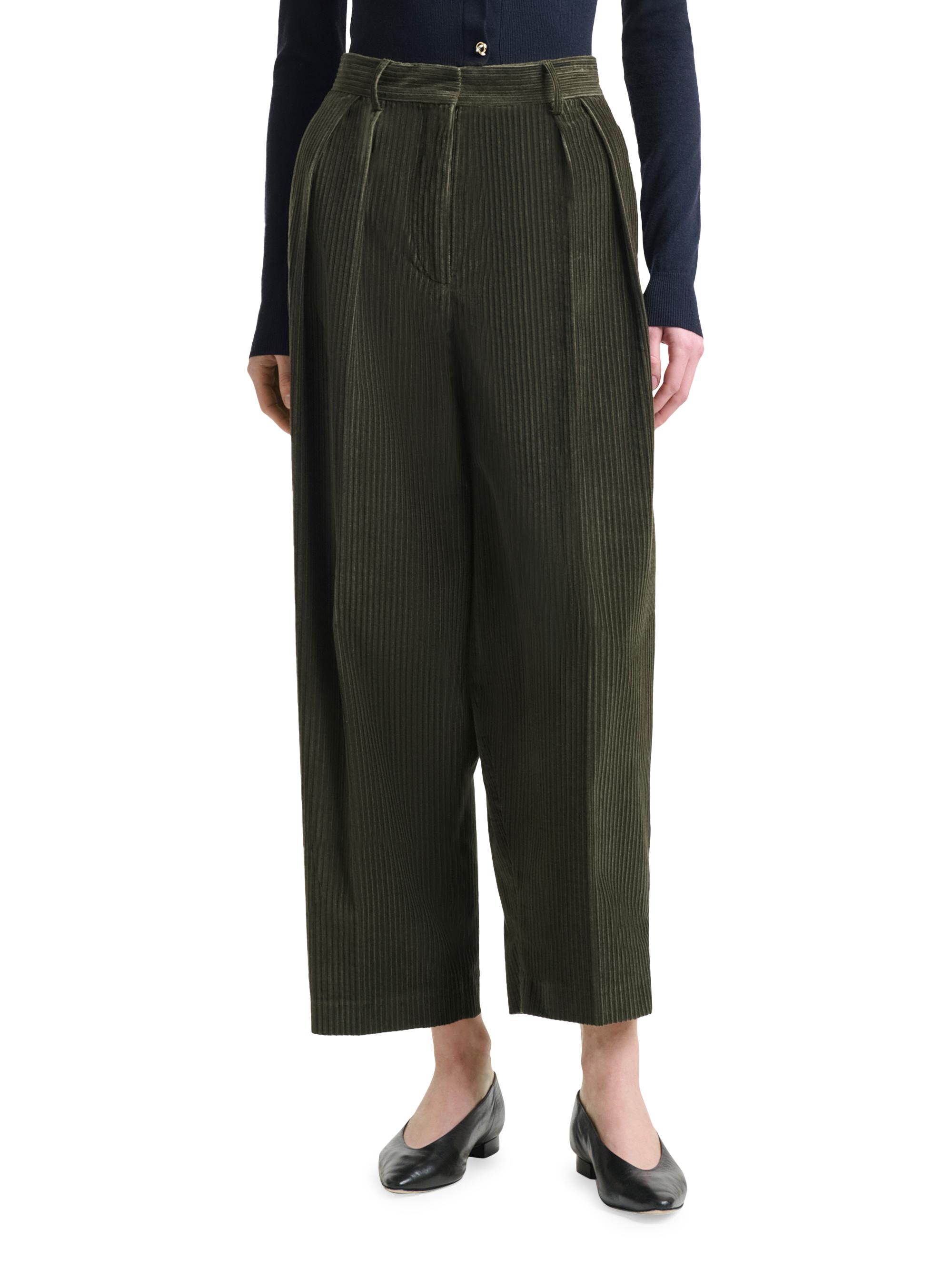 Altuzarra Women's Dash Corduroy Virgin Wool Ankle Pants - Dark Forest