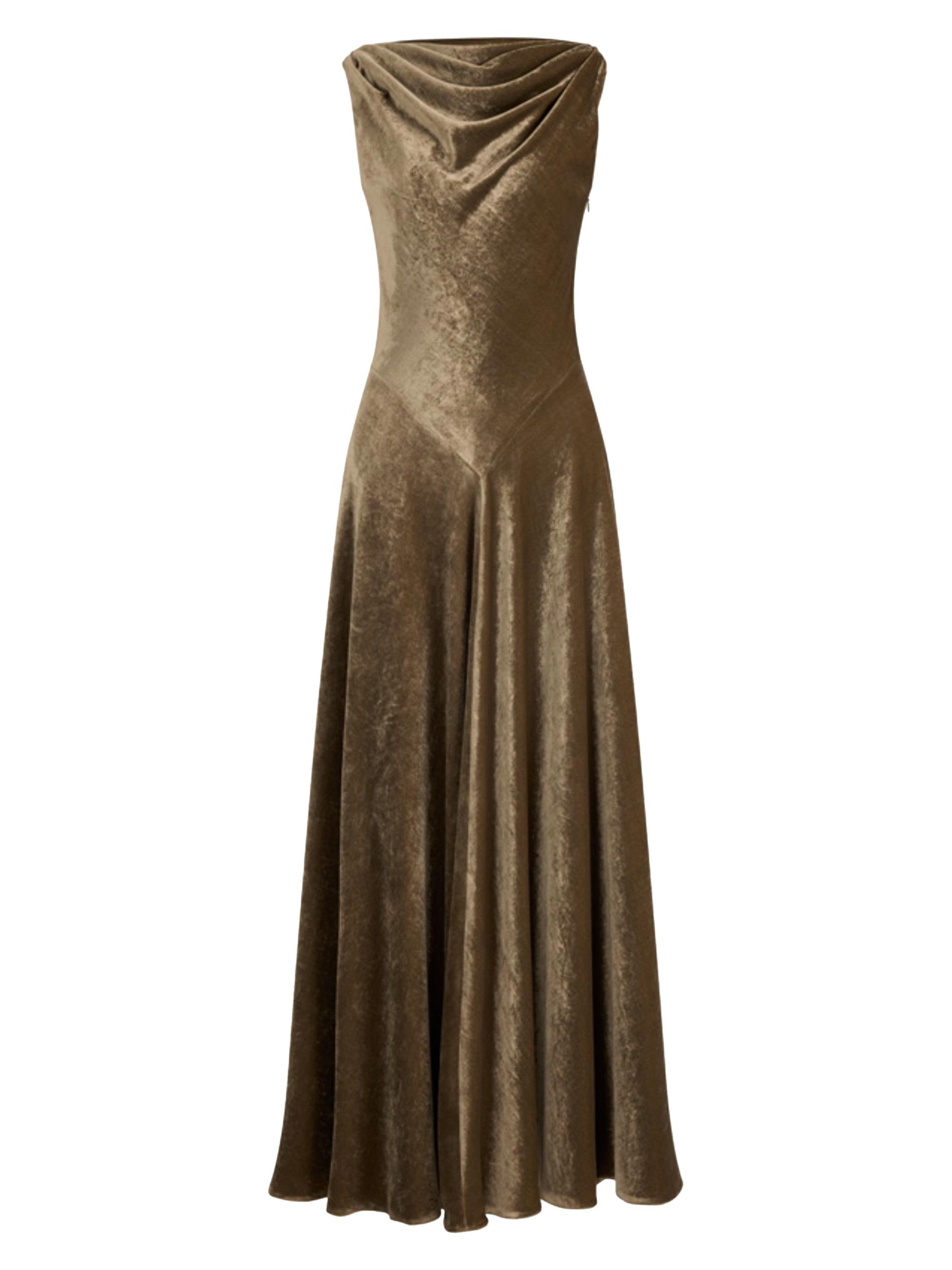 Altuzarra Women's Drina Velvet Cowlneck A-Line Gown - Clove