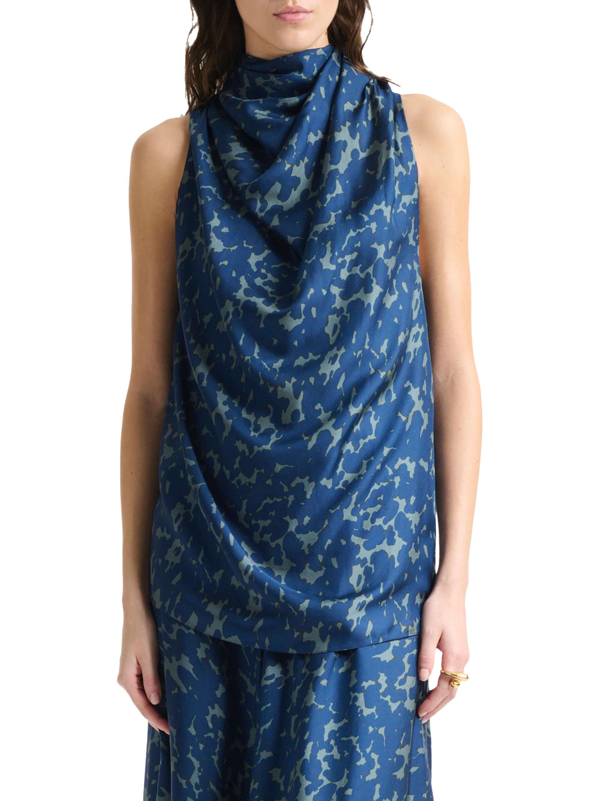 Altuzarra Women's Sleary Tortoise Printed Silk Top - Smoke Azure Tortoise