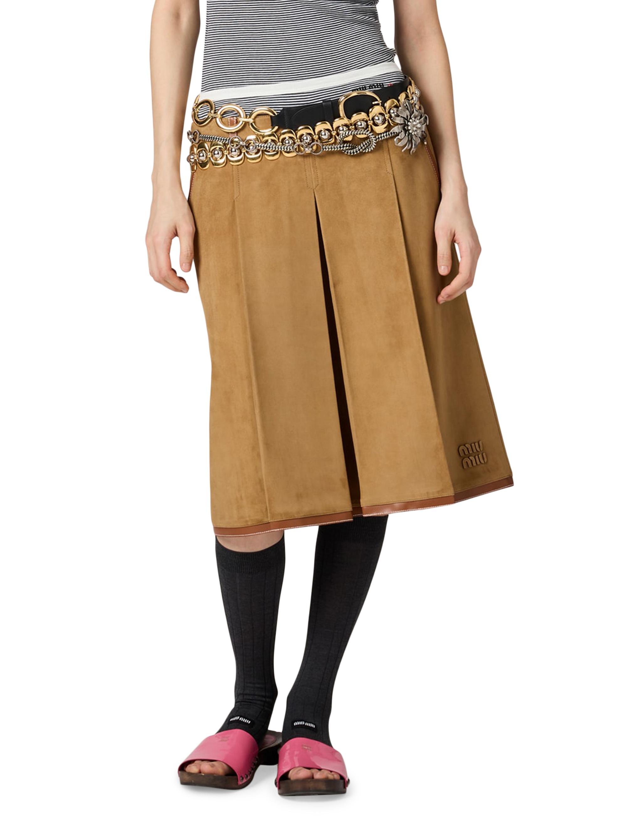Miu Miu Pleated Suede Skirt | Saks Fifth Avenue