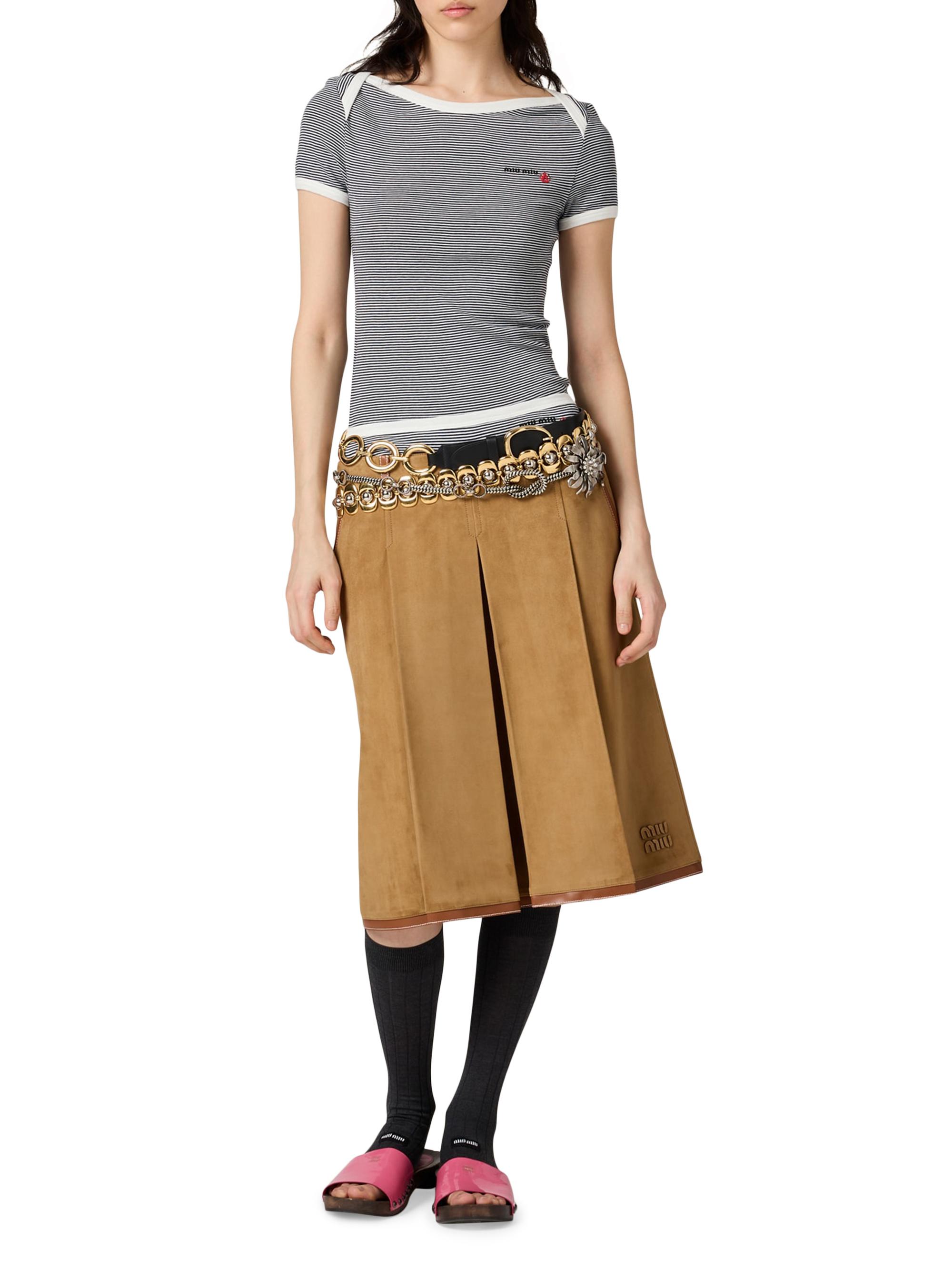 Miu Miu Pleated Suede Skirt | Saks Fifth Avenue