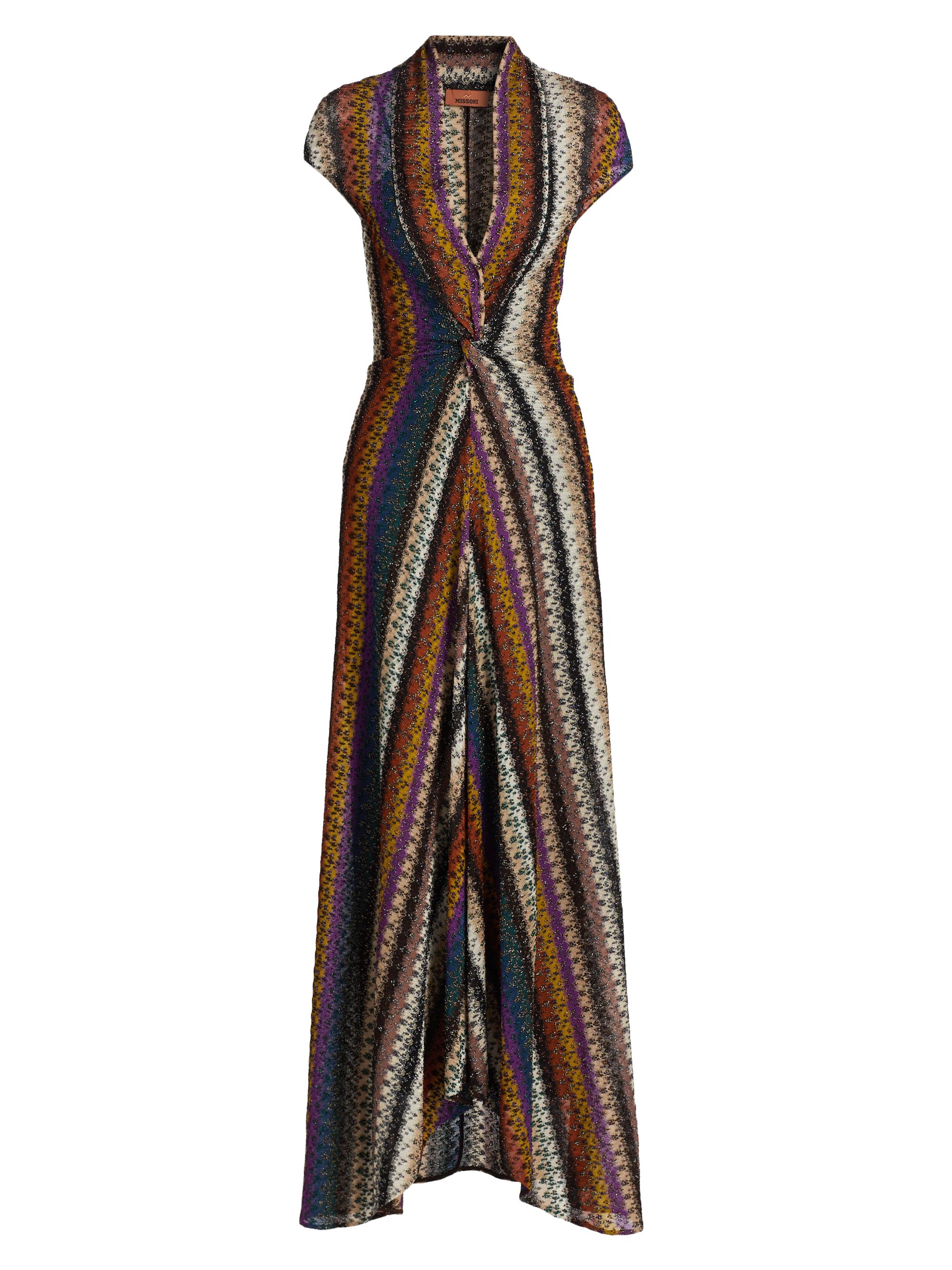 Missoni Women's Stripe Knotted Mesh Gown - Yellow And Purple Tones