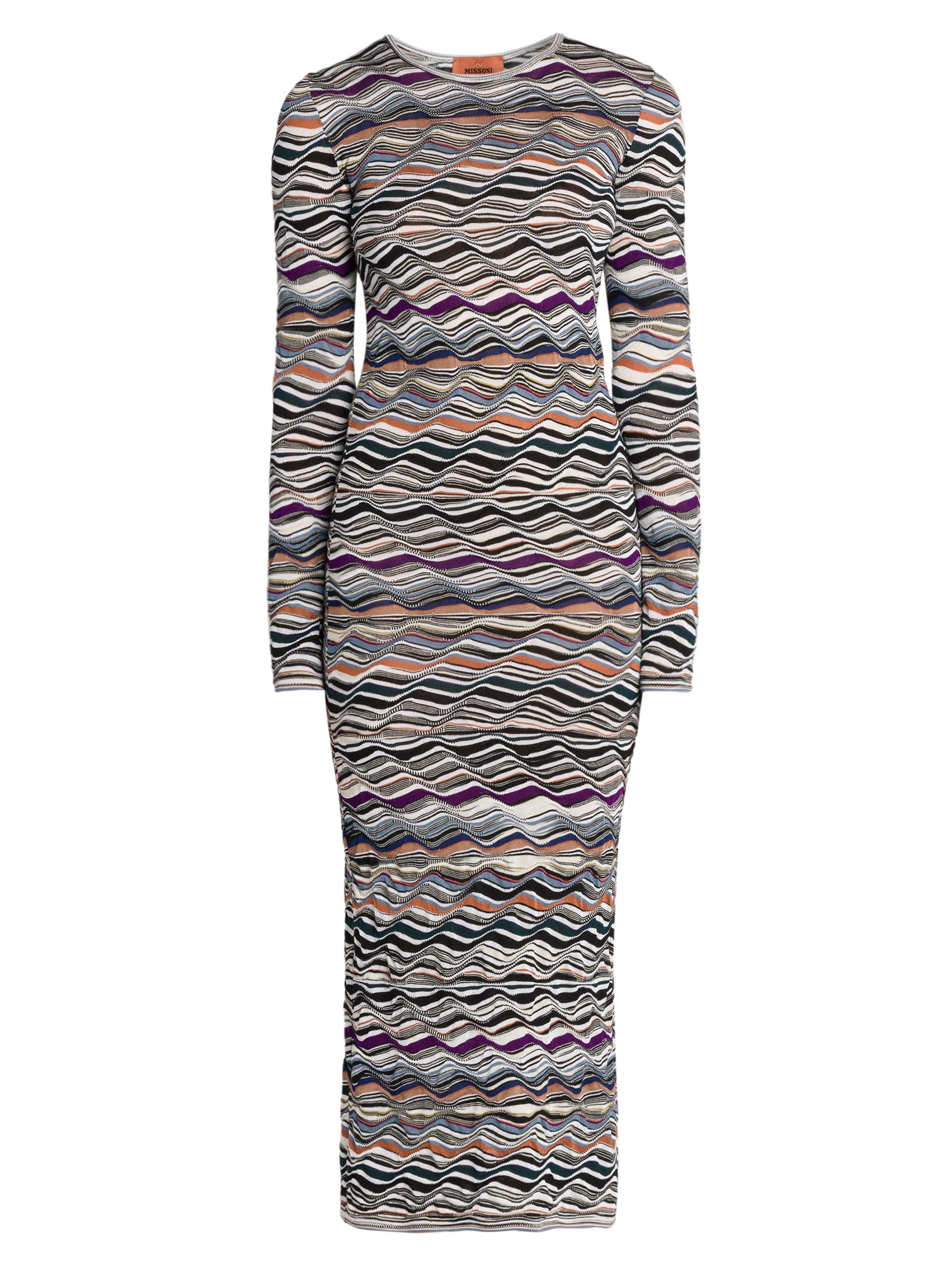 Missoni Women's Zig-Zag Knit Midi-Dress - Blue And Purple Tones