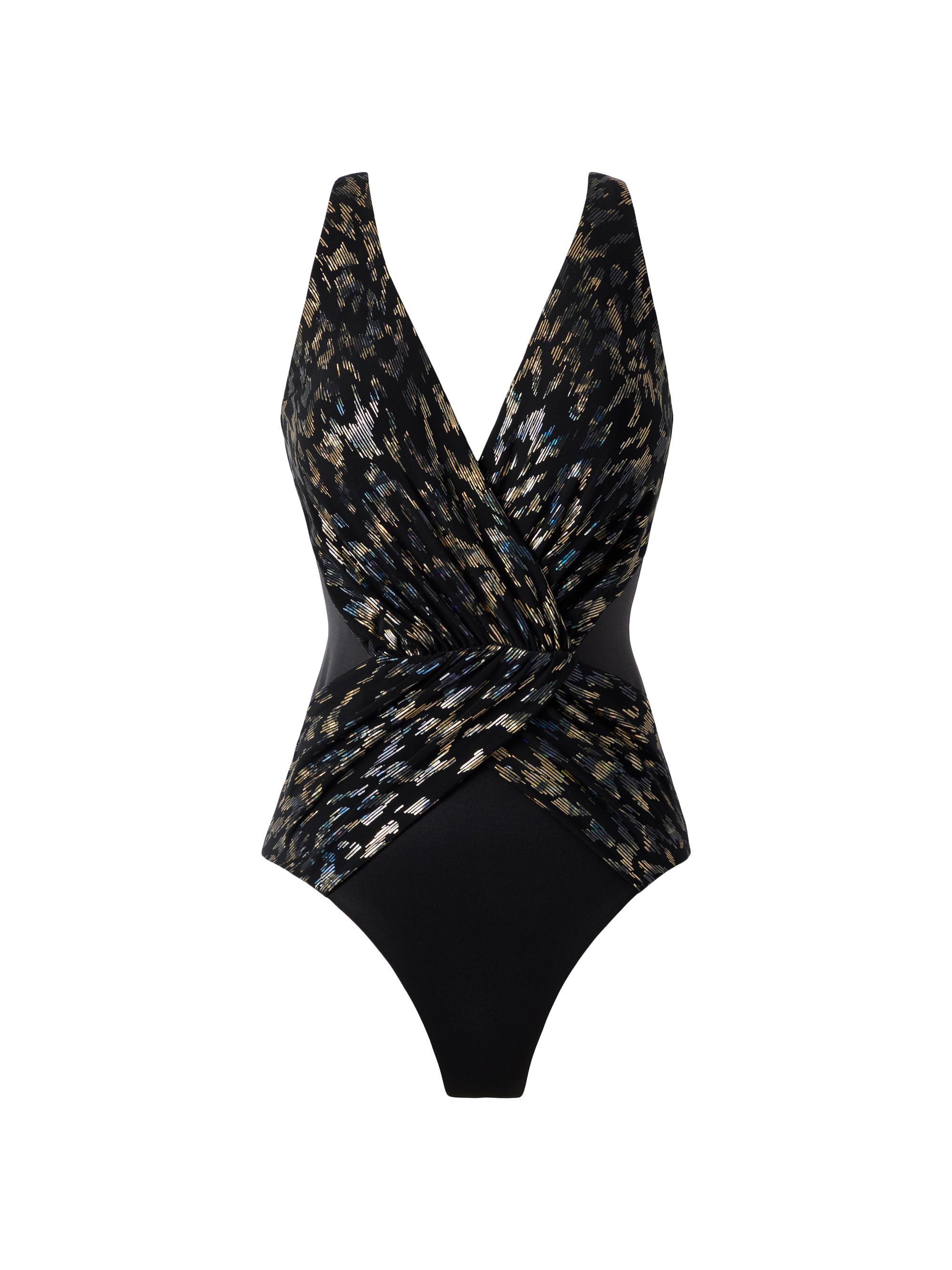 Miraclesuit Swim Women's Sparkle Plenty Ibiza Surplice One-Piece Swimsuit - Black Multi