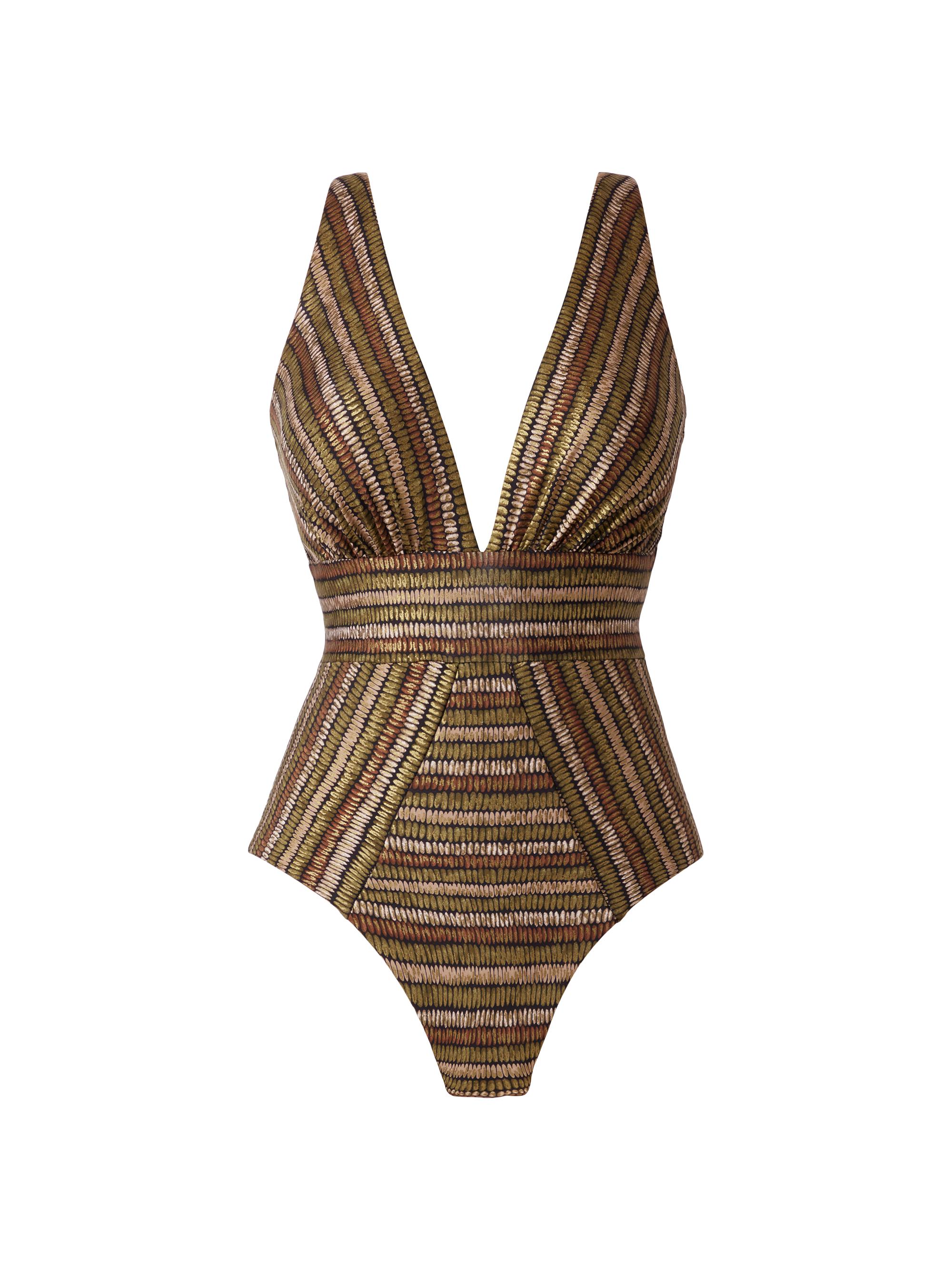 Miraclesuit Swim Women's Sparkle Sands Odyssey Metallic Striped One-Piece Swimsuit - Black Multi