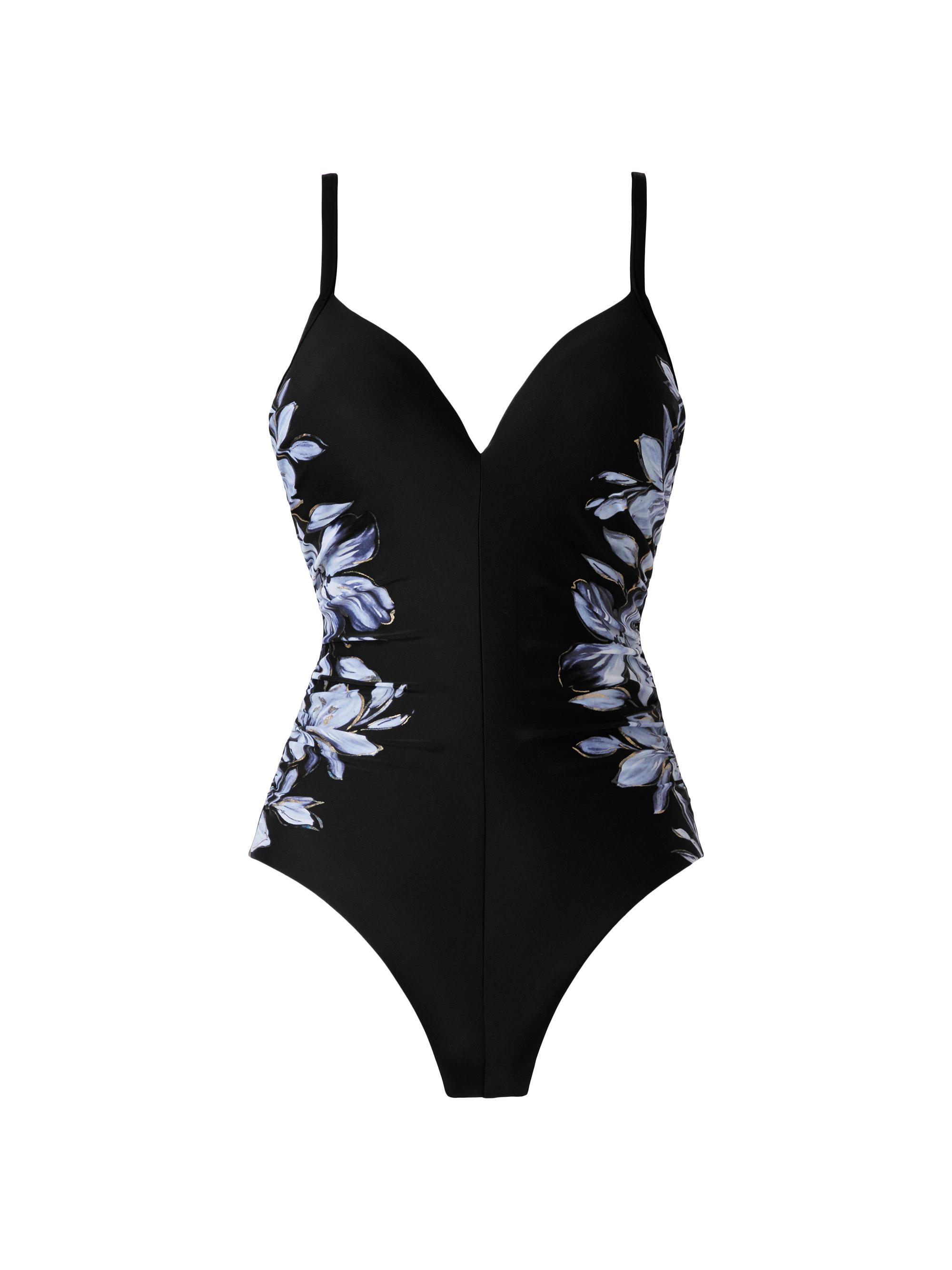 Miraclesuit Swim Women's Fiore Di Luna Temptation Floral One-Piece Swimsuit - Black And White