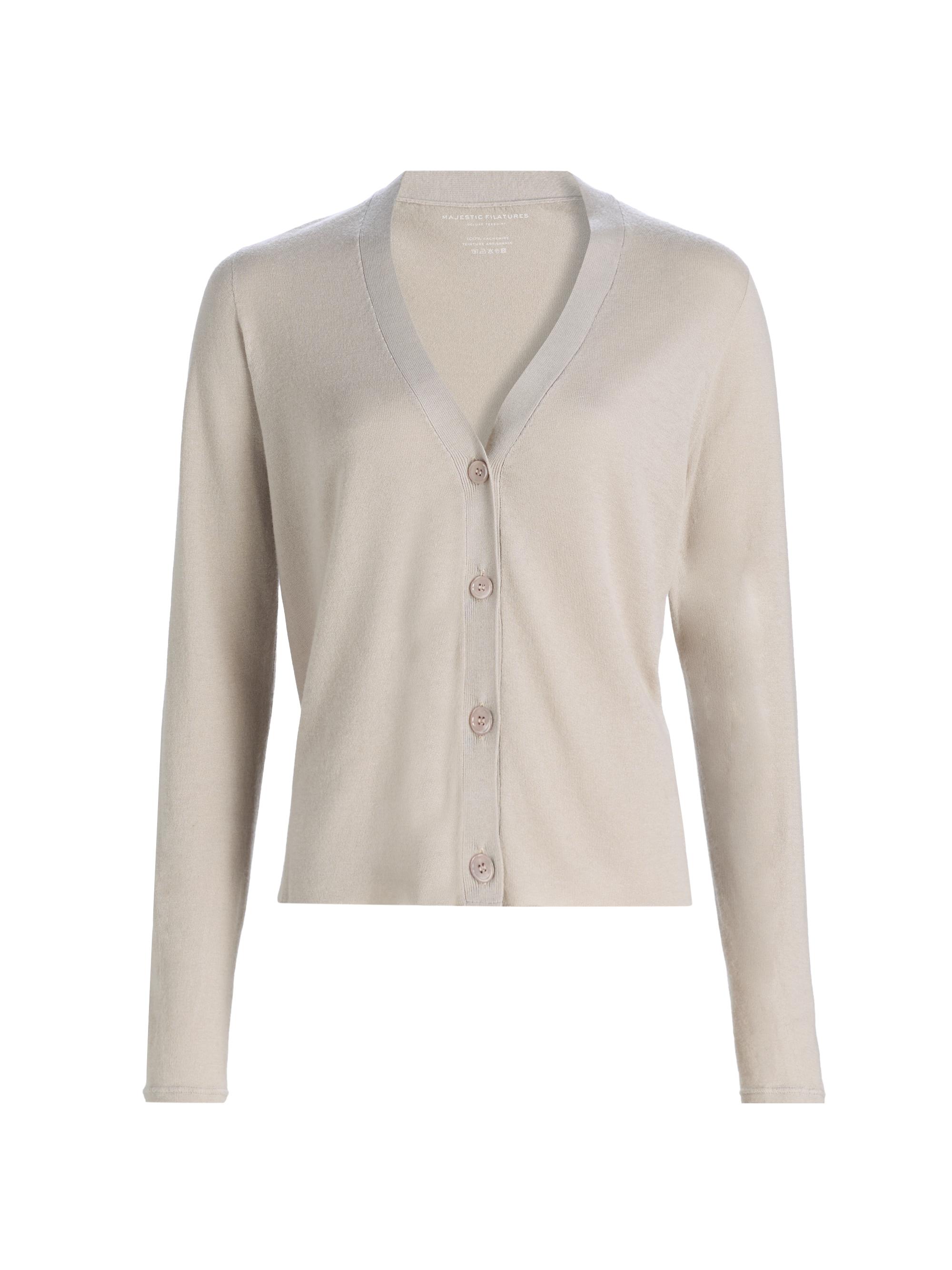 Majestic Filatures Women's V-Neck Knit Cardigan - Desert