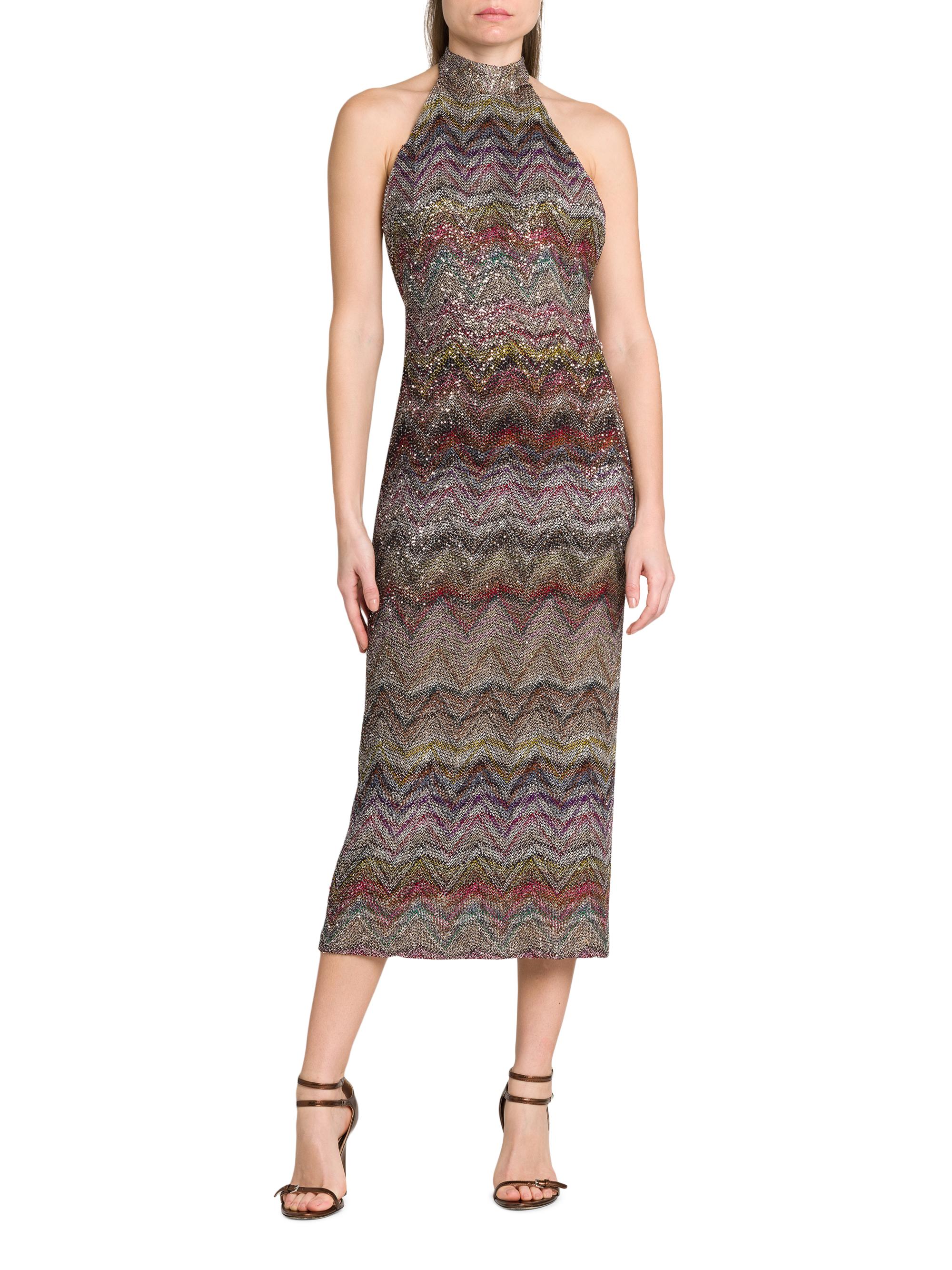 Missoni Sequin Zig-Zag Open-Back Knit Midi-Dress | Saks Fifth Avenue