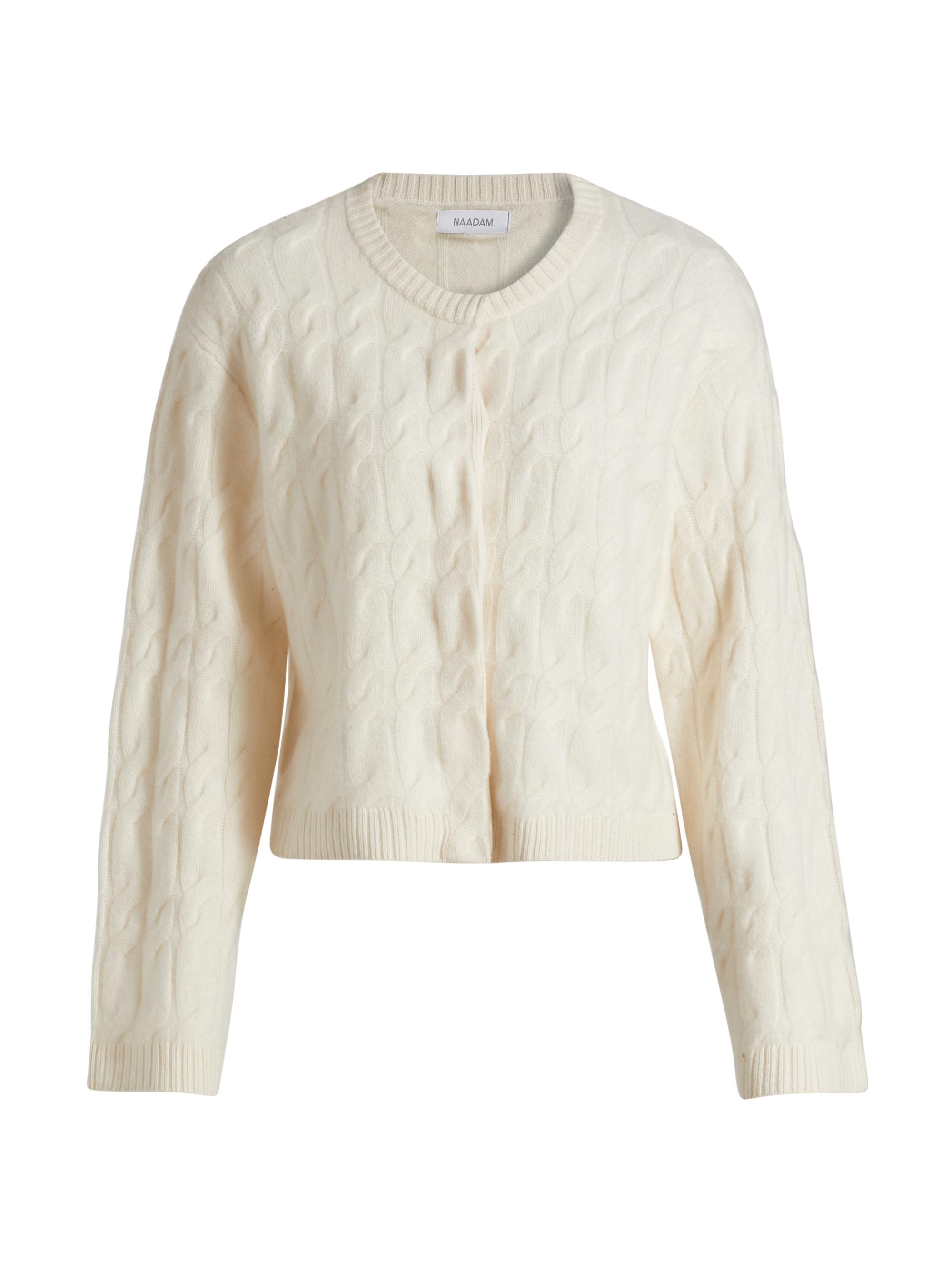 Naadam Women's Cable Knit Cashmere Cardigan - White