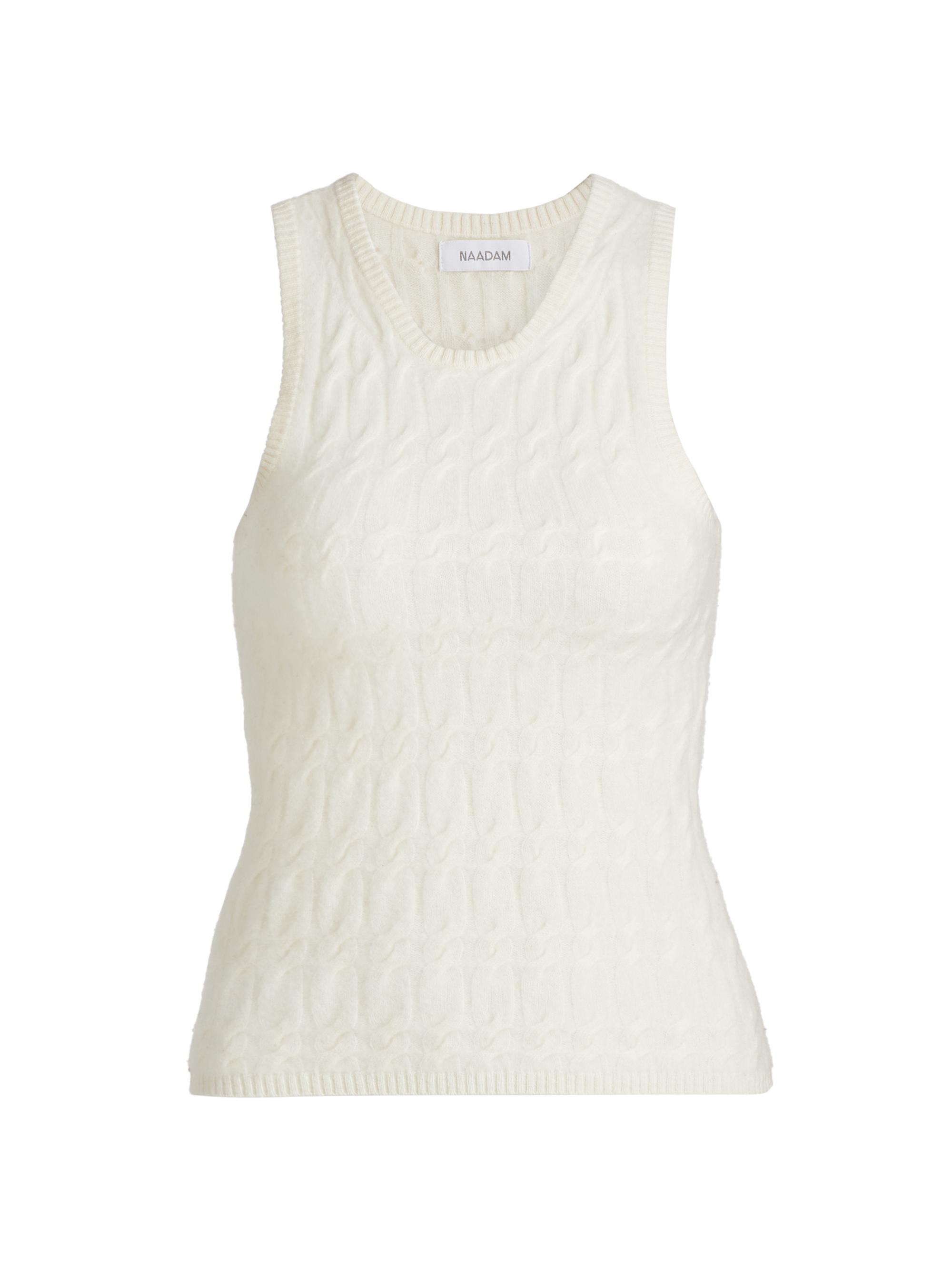 Naadam Women's Cable Knit Cashmere Tank - White