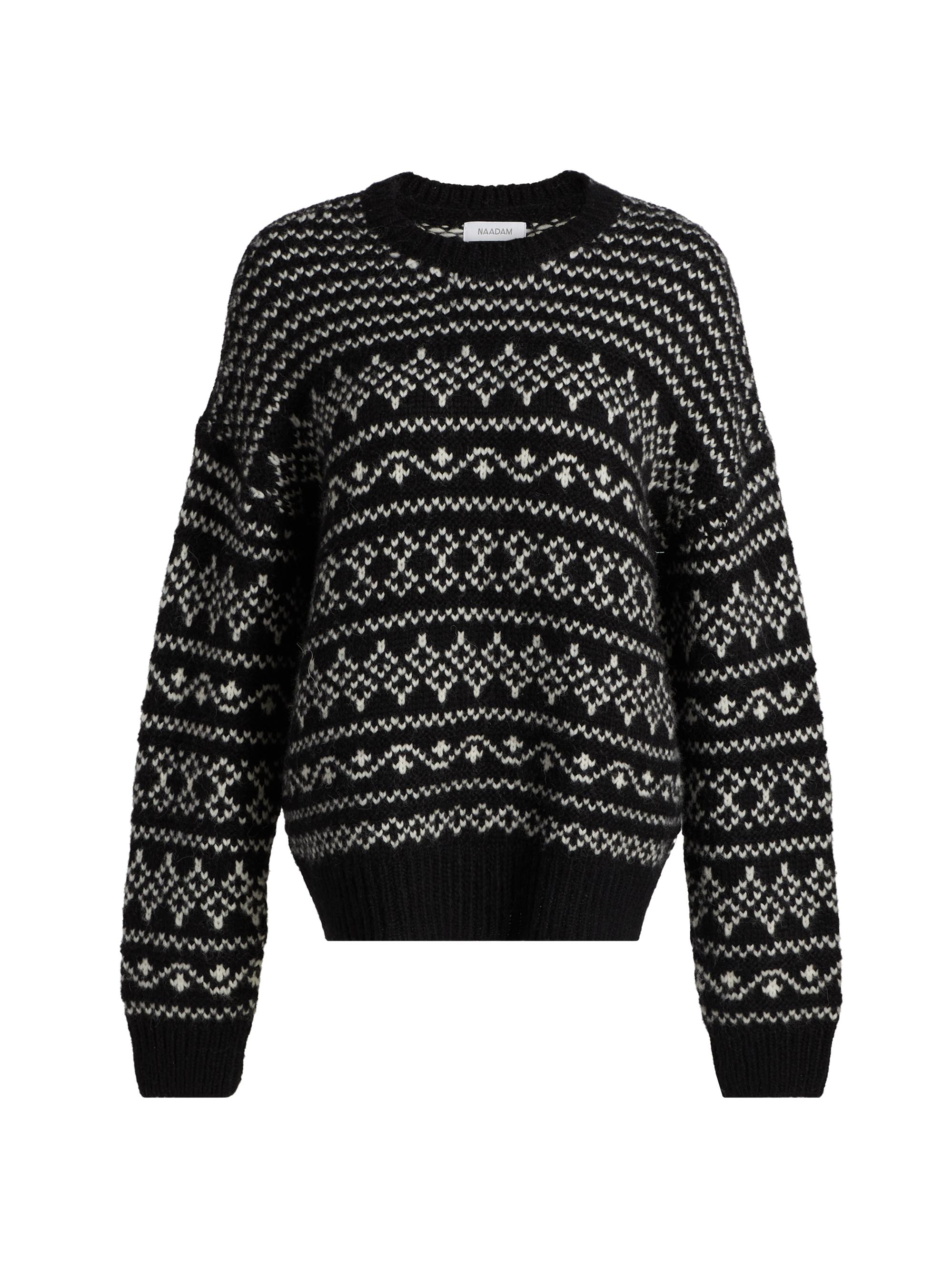 Naadam Women's Lofty Alpaca Wool-Blend Sweater - Black Combo