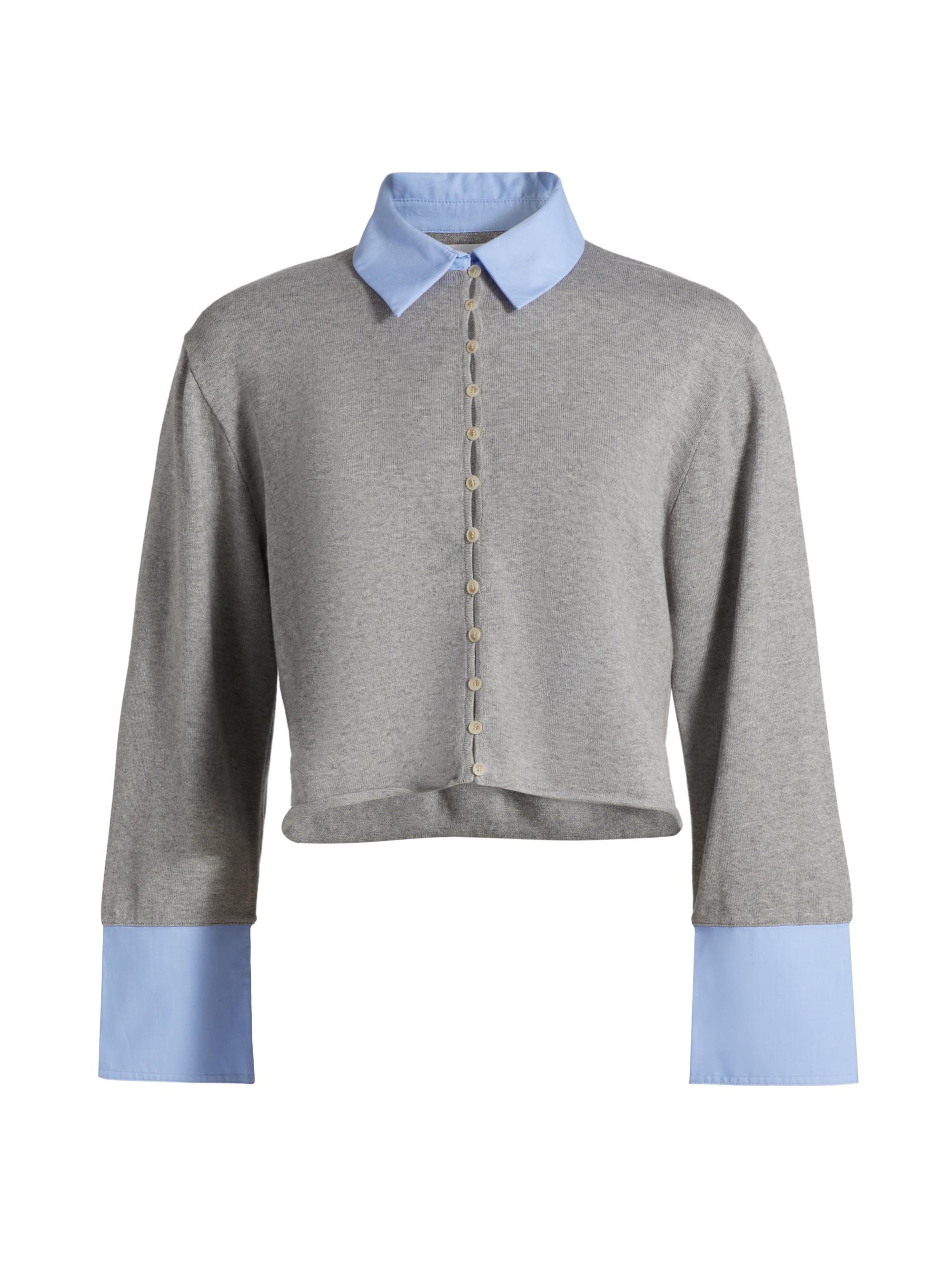 Naadam Mixed Media Cotton-Cashmere Crop Cardigan | Saks Fifth Avenue