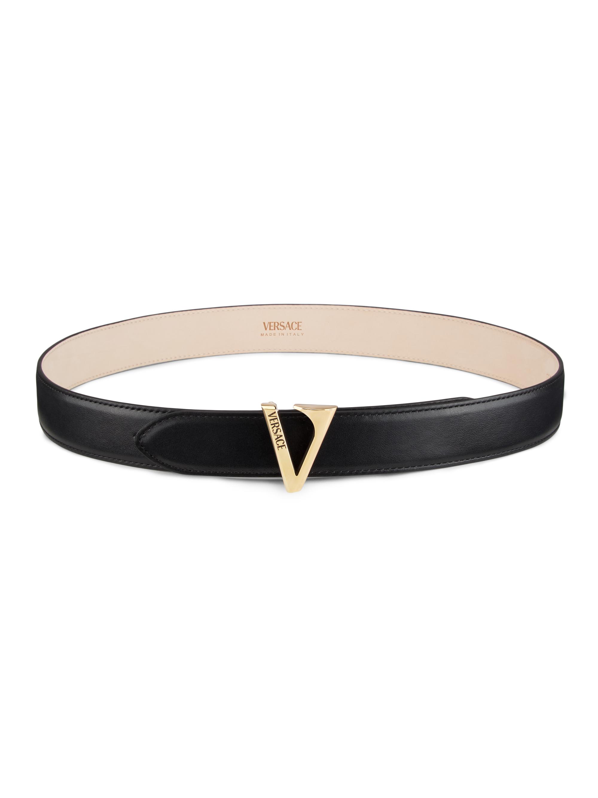 versace レザーベルト Versace V Buckle Leather Belt | Saks Fifth Avenue