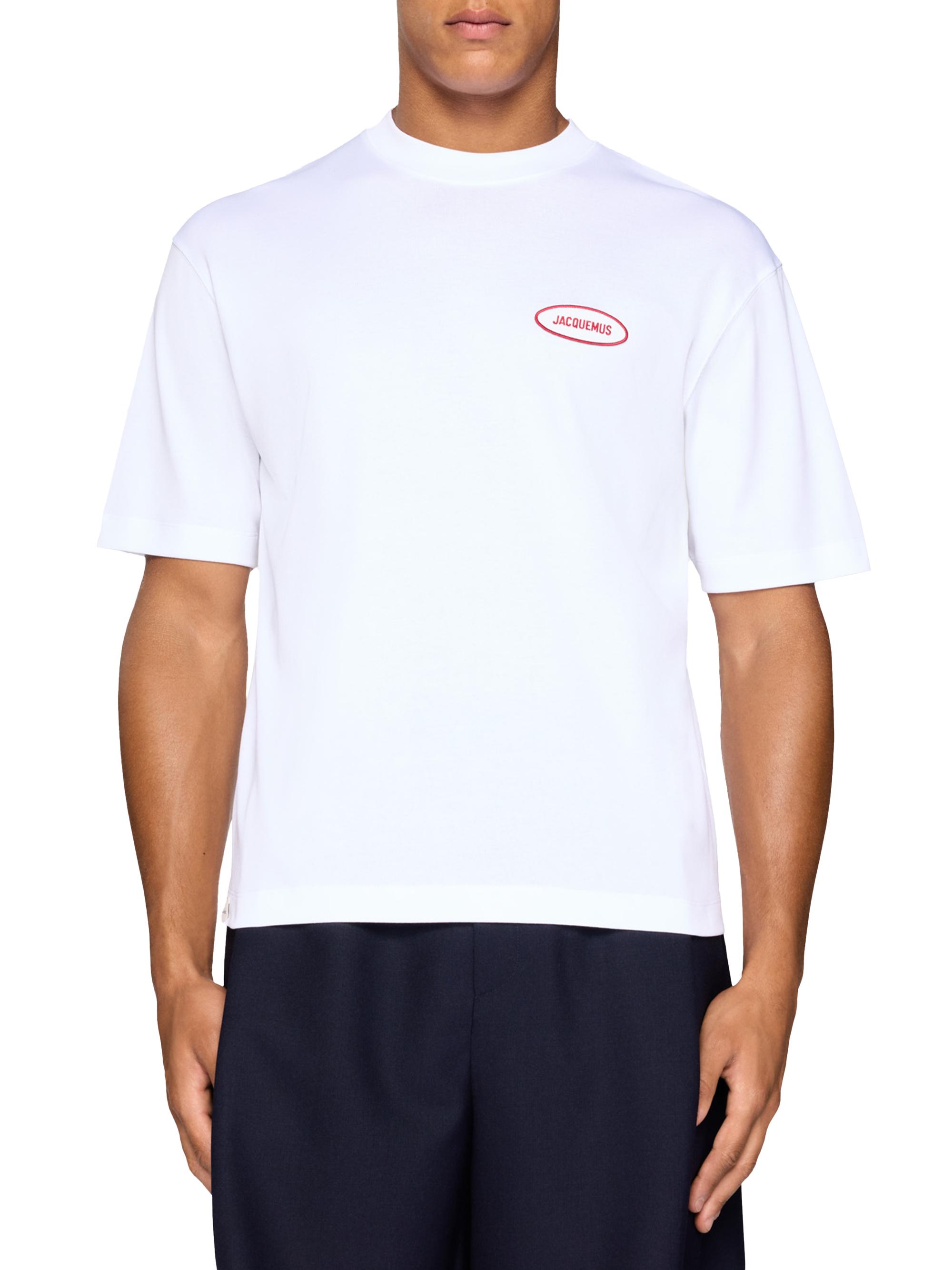 Jacquemus Men's Cotton Crewneck T-Shirt - Station Patch White