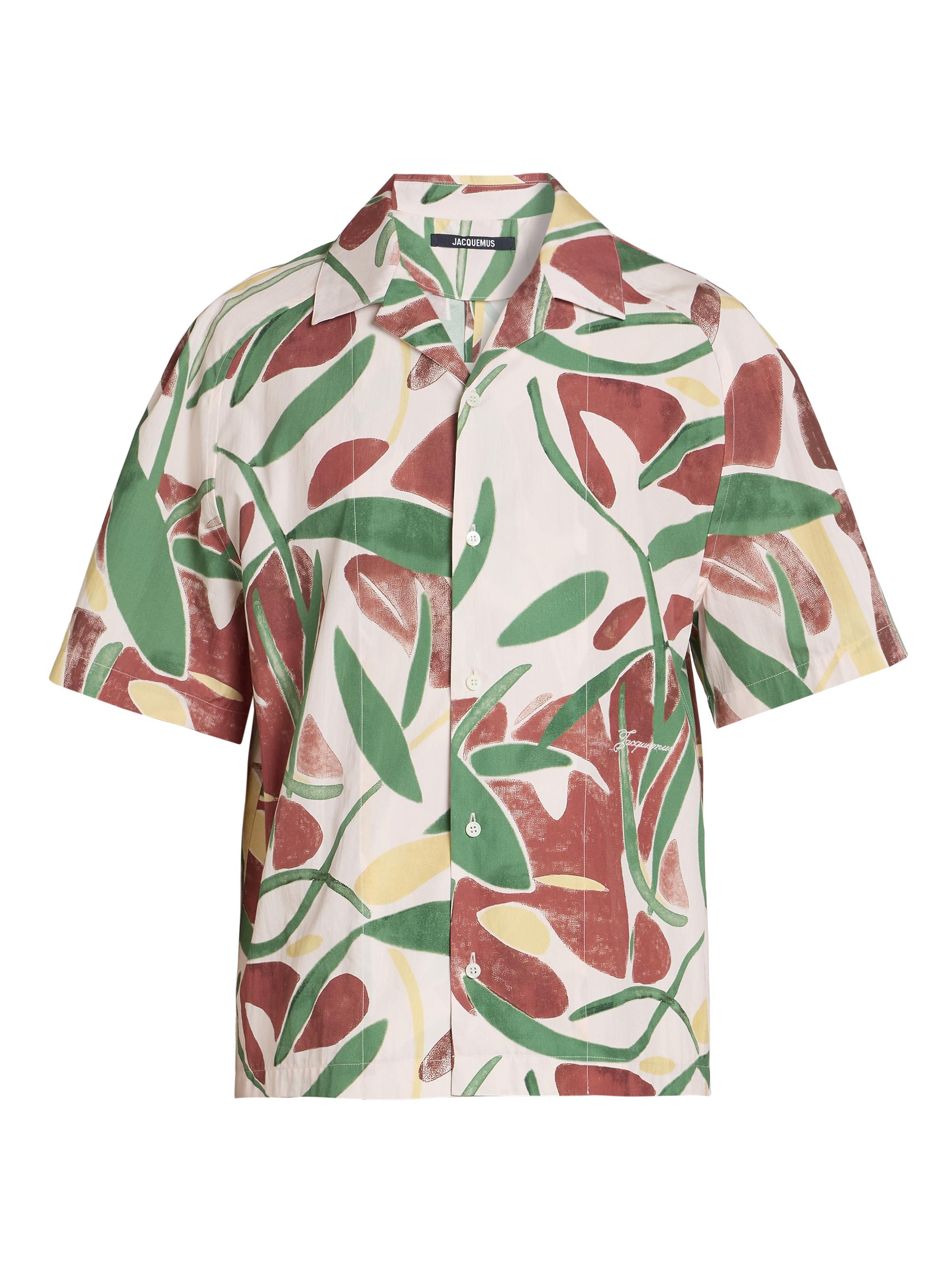 Jacquemus Men's Printed Cotton Camp Shirt - Print Abstract Vegetal