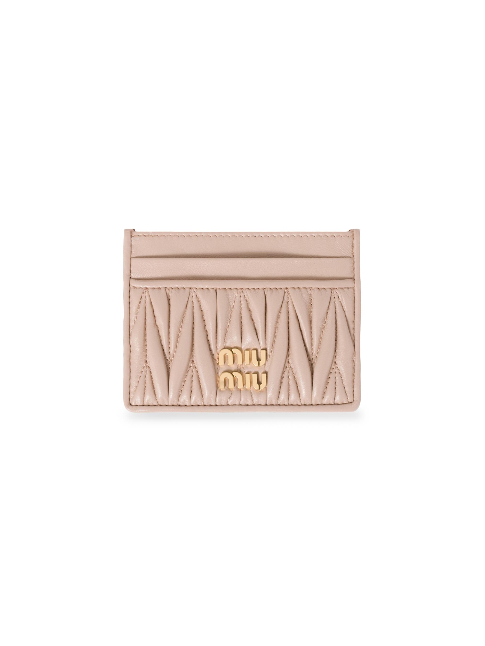 Miu Miu Women's Matelassé Nappa Leather Card Holder - Black - detail view in Black