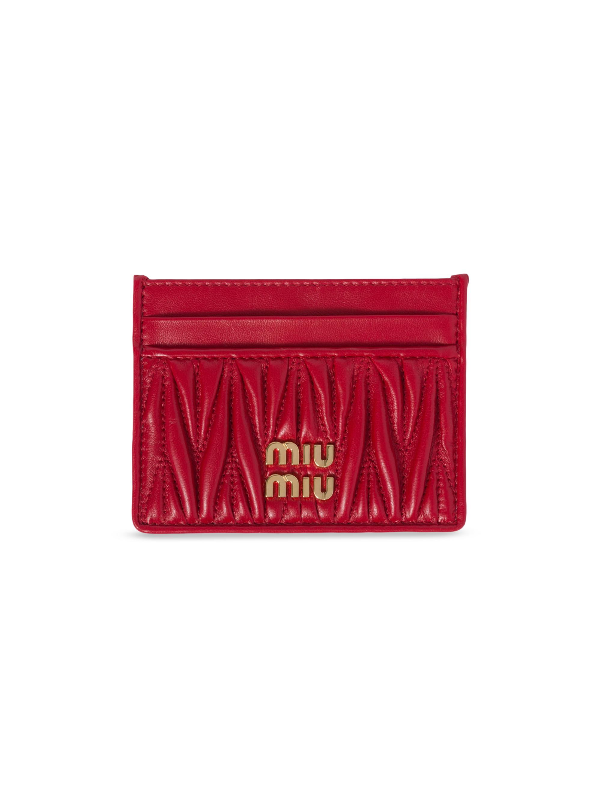 Miu Miu Women's Matelassé Nappa Leather Card Holder - Red