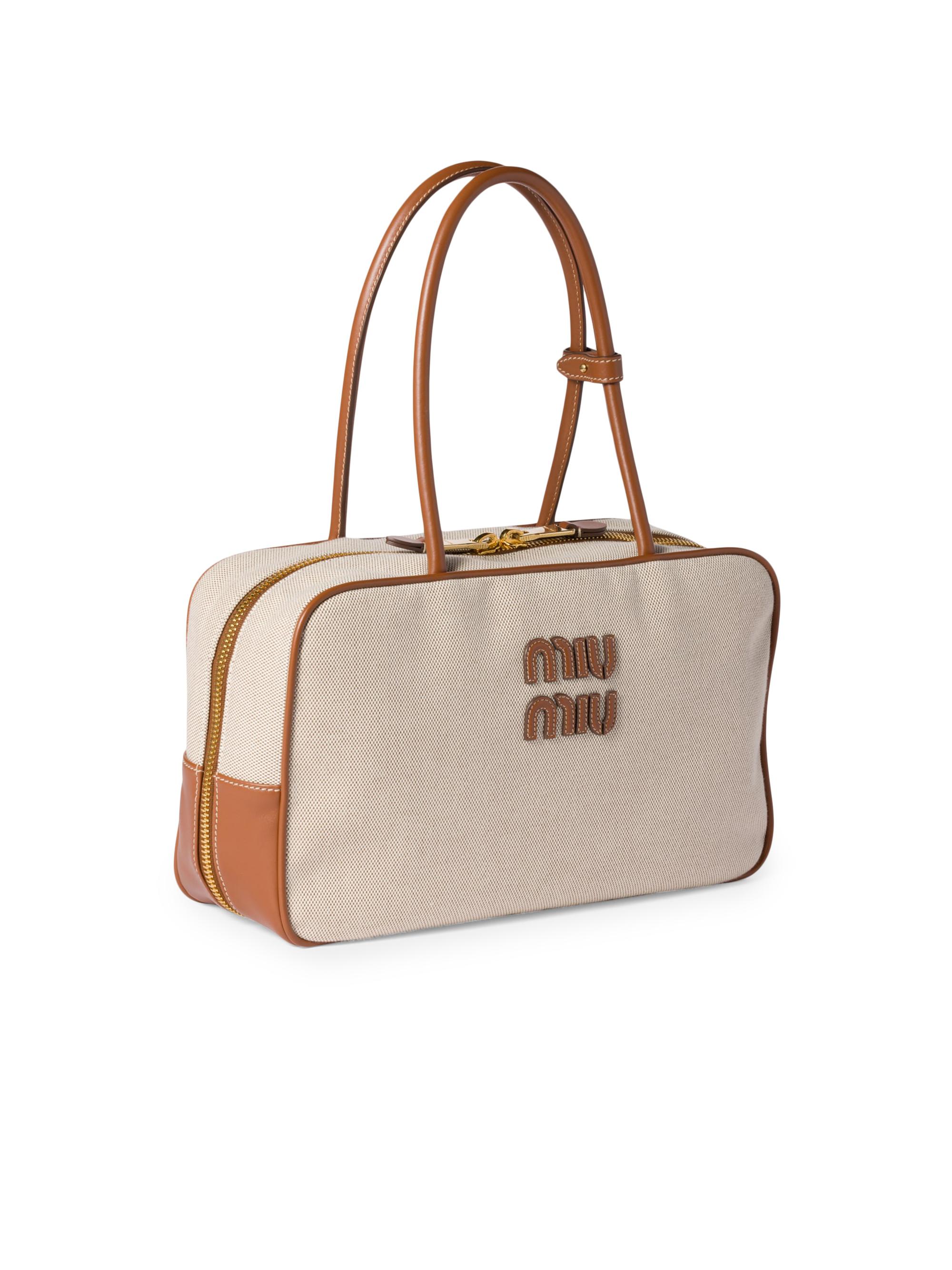 Miu Miu Beau Canvas and Leather Top Handle Bag | Saks Fifth Avenue