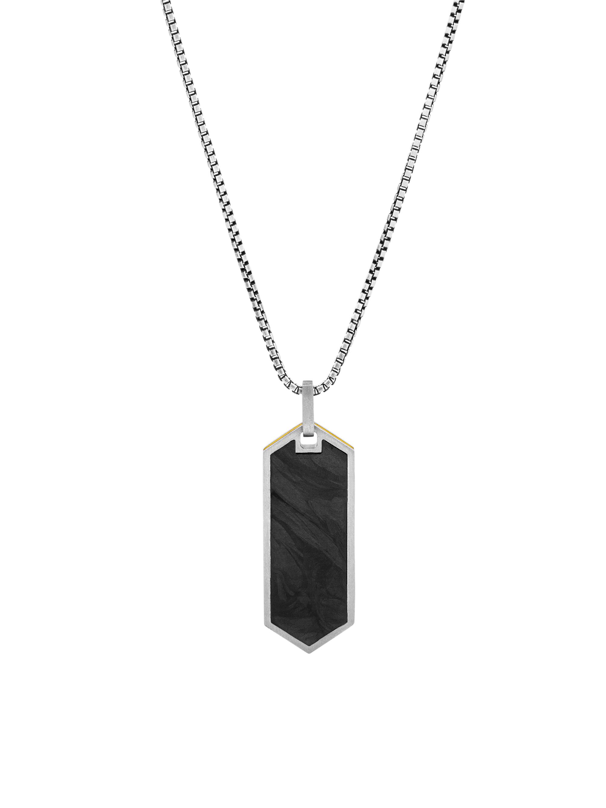 Tateossian Men's  x Lamborghini Hex Titanium & Enamel Pendant Necklace - Black
