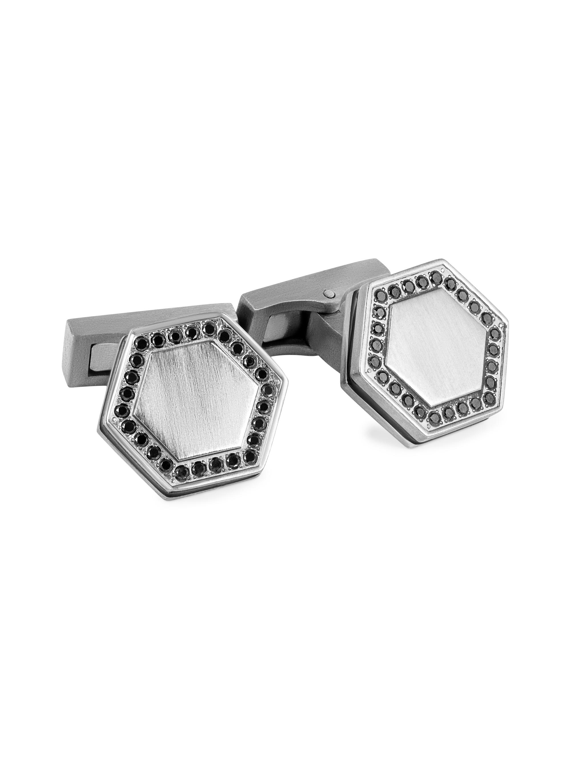 Tateossian Men's  x Lamborghini Hex Titanium & Black Diamond 0.44 TCW Cufflinks - Black Diamond