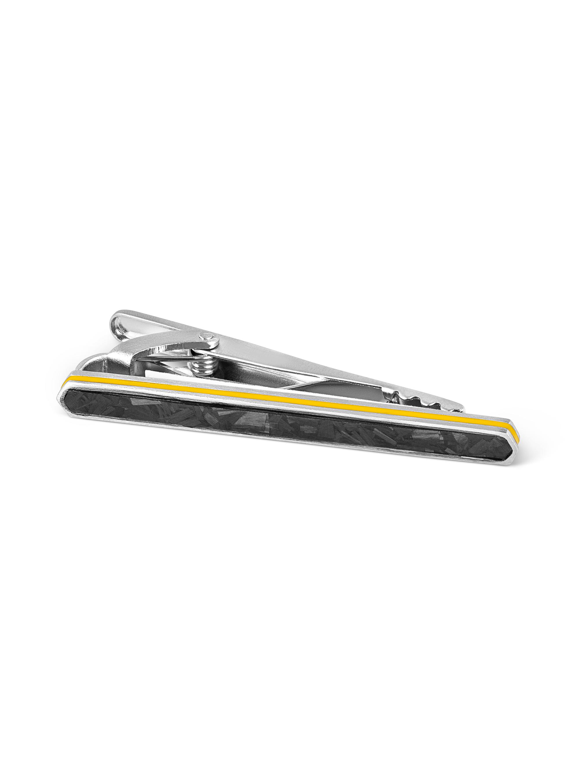 Tateossian Men's  x Lamborghini Hex Brass & Enamel Tie Clip - Black Yellow