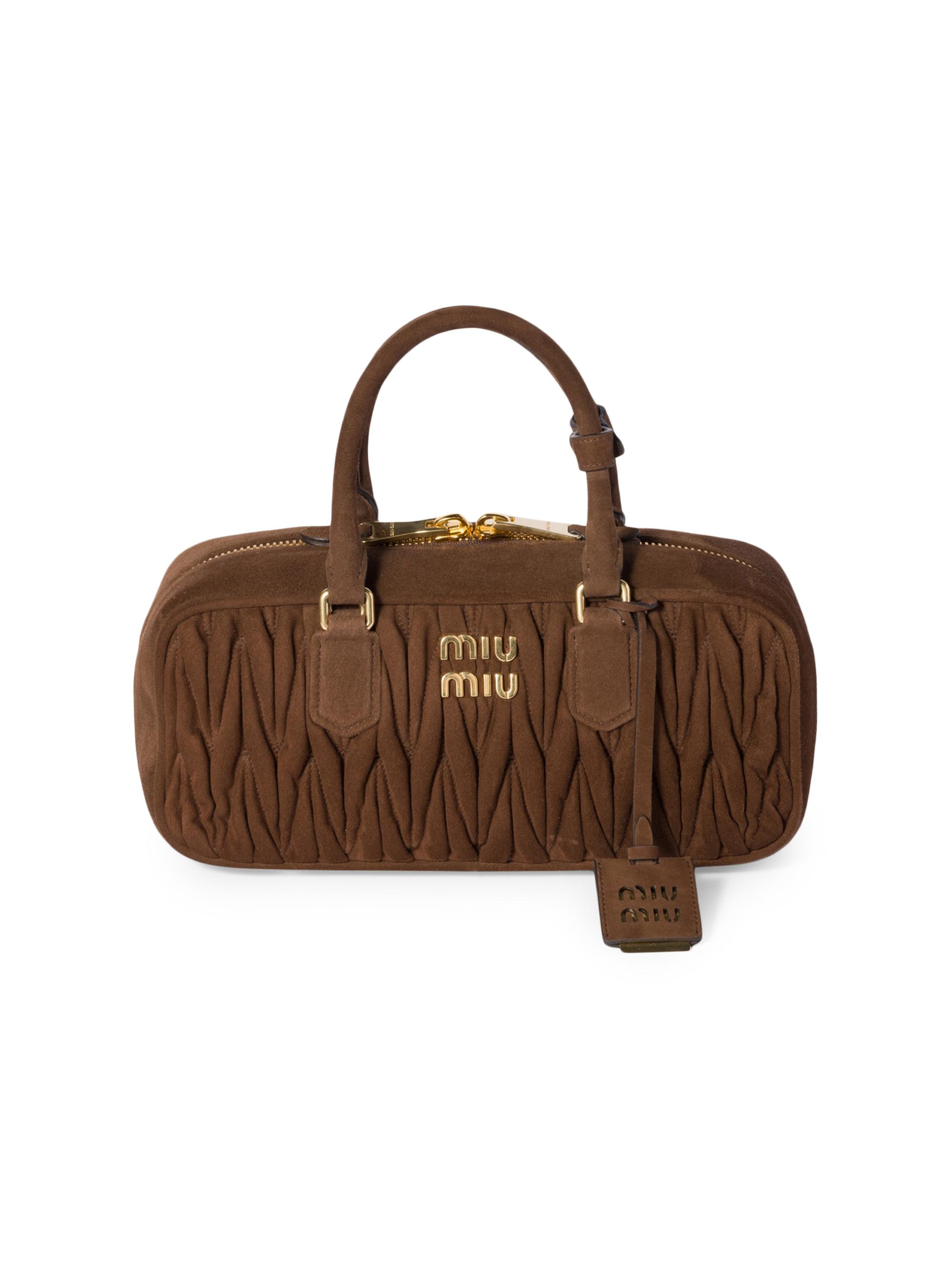 Miu Miu Arcadie Matelassé Suede Top Handle Bag | Saks Fifth Avenue
