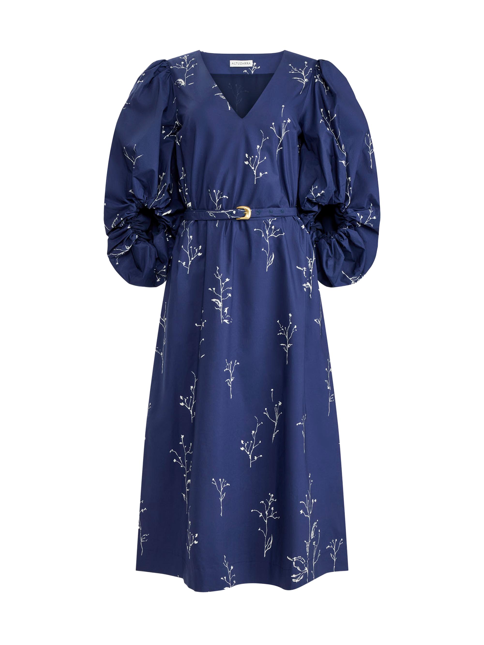 Altuzarra Women's Corrie Printed Belted Cotton Midi-Dress - Berry