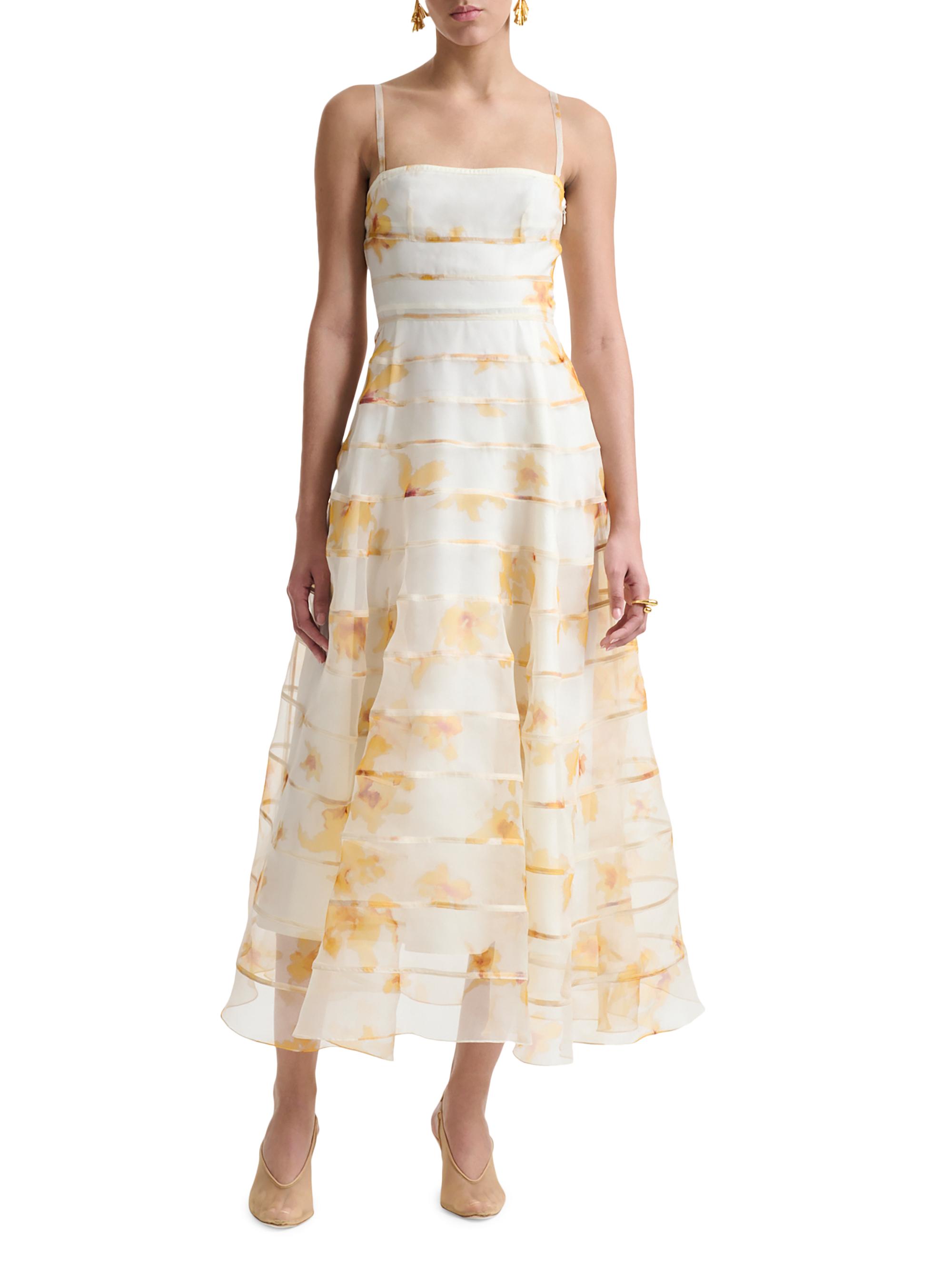 Altuzarra Connie Floral Silk Tiered Midi-Dress | Saks Fifth Avenue