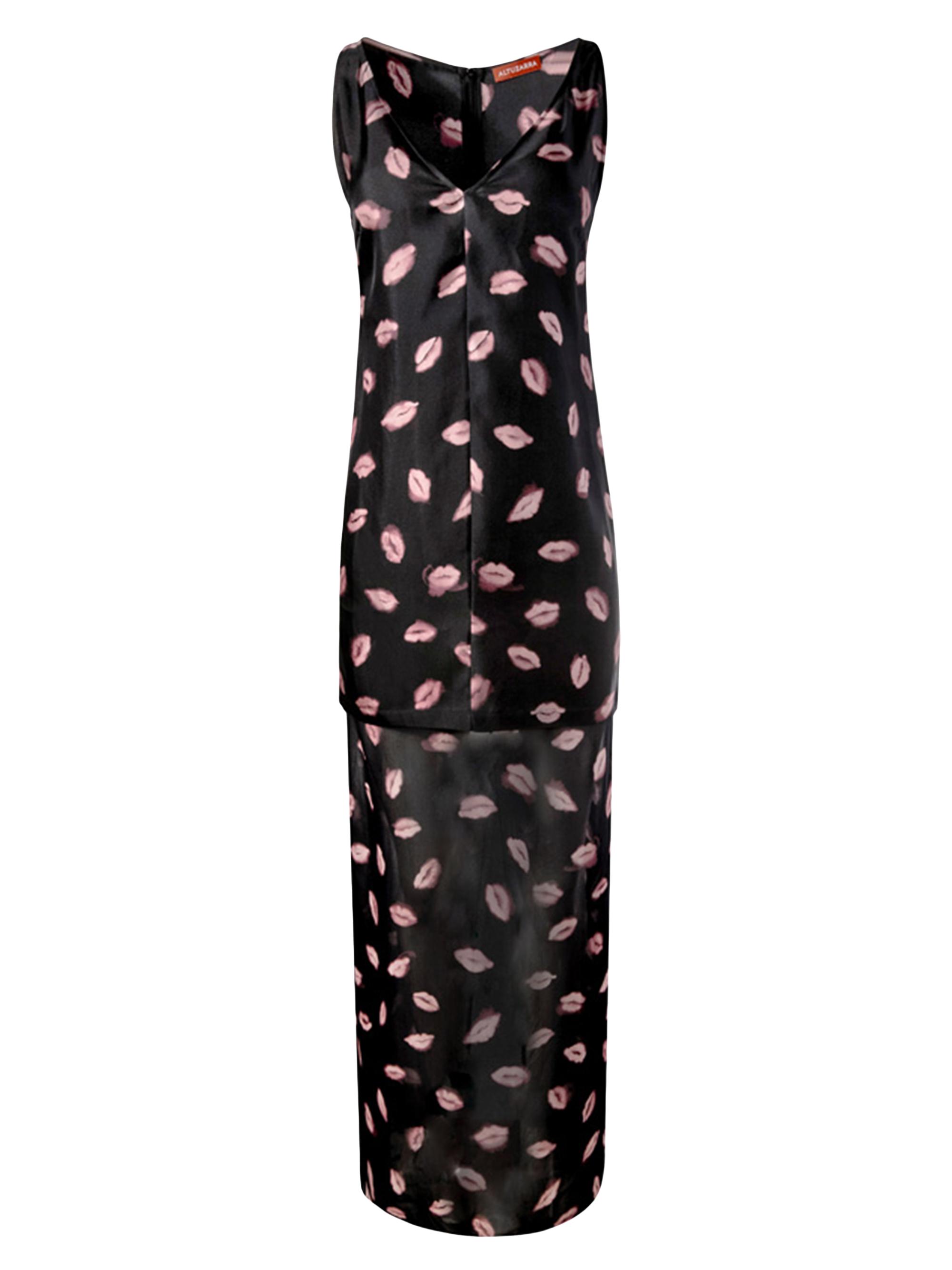 Altuzarra Women's Katrin Lip-Print Silk Maxi Dress - Black Kisses