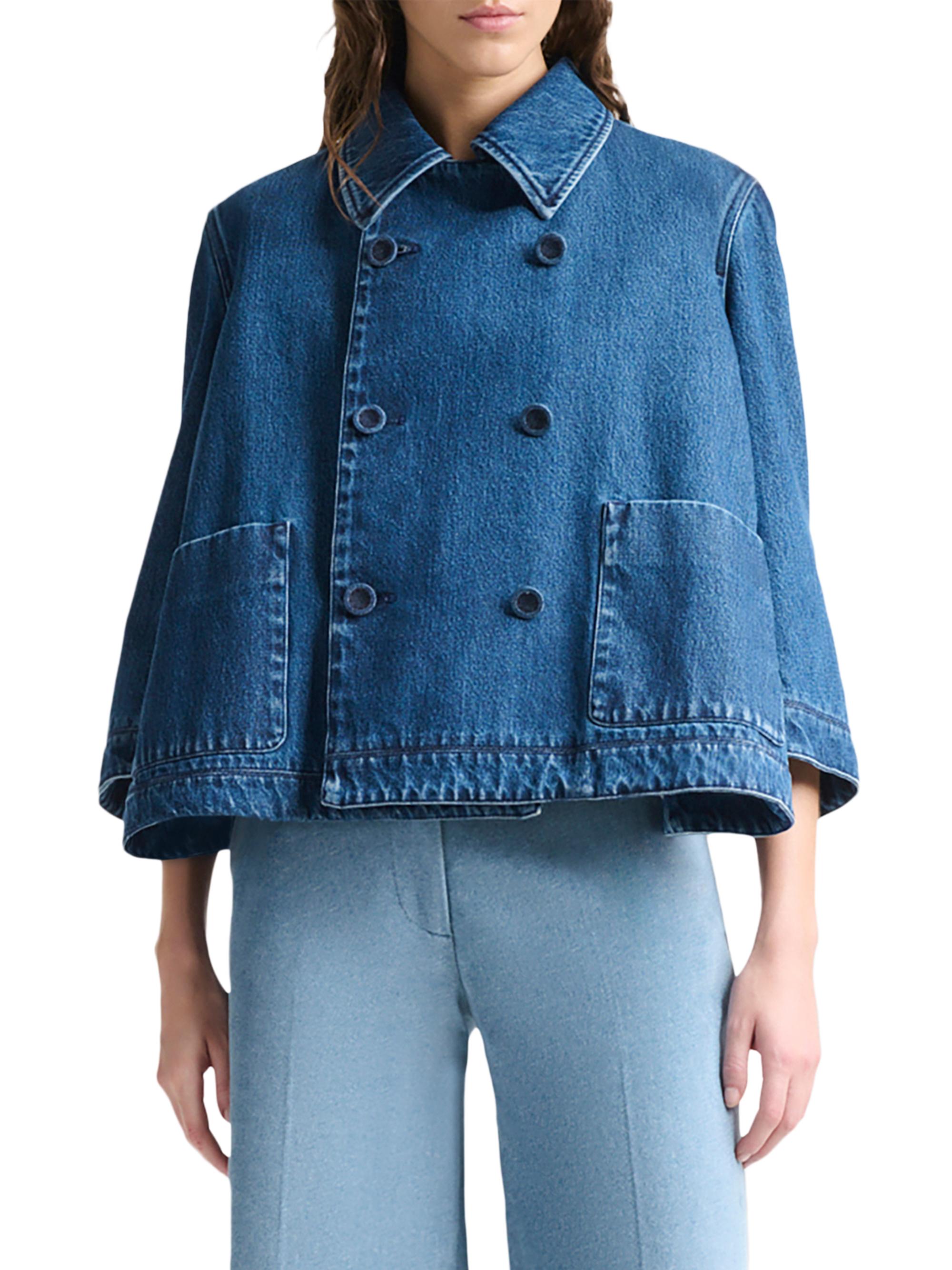 Altuzarra Women's Hayden Denim Double-Breasted Crop Jacket - Indigo