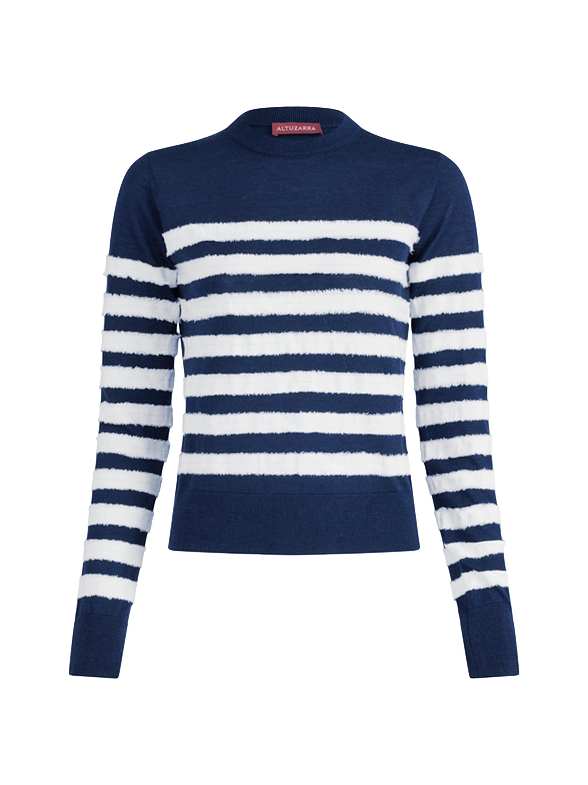 Altuzarra Women's Skippy Striped Merino Wool-Silk Sweater - Navy