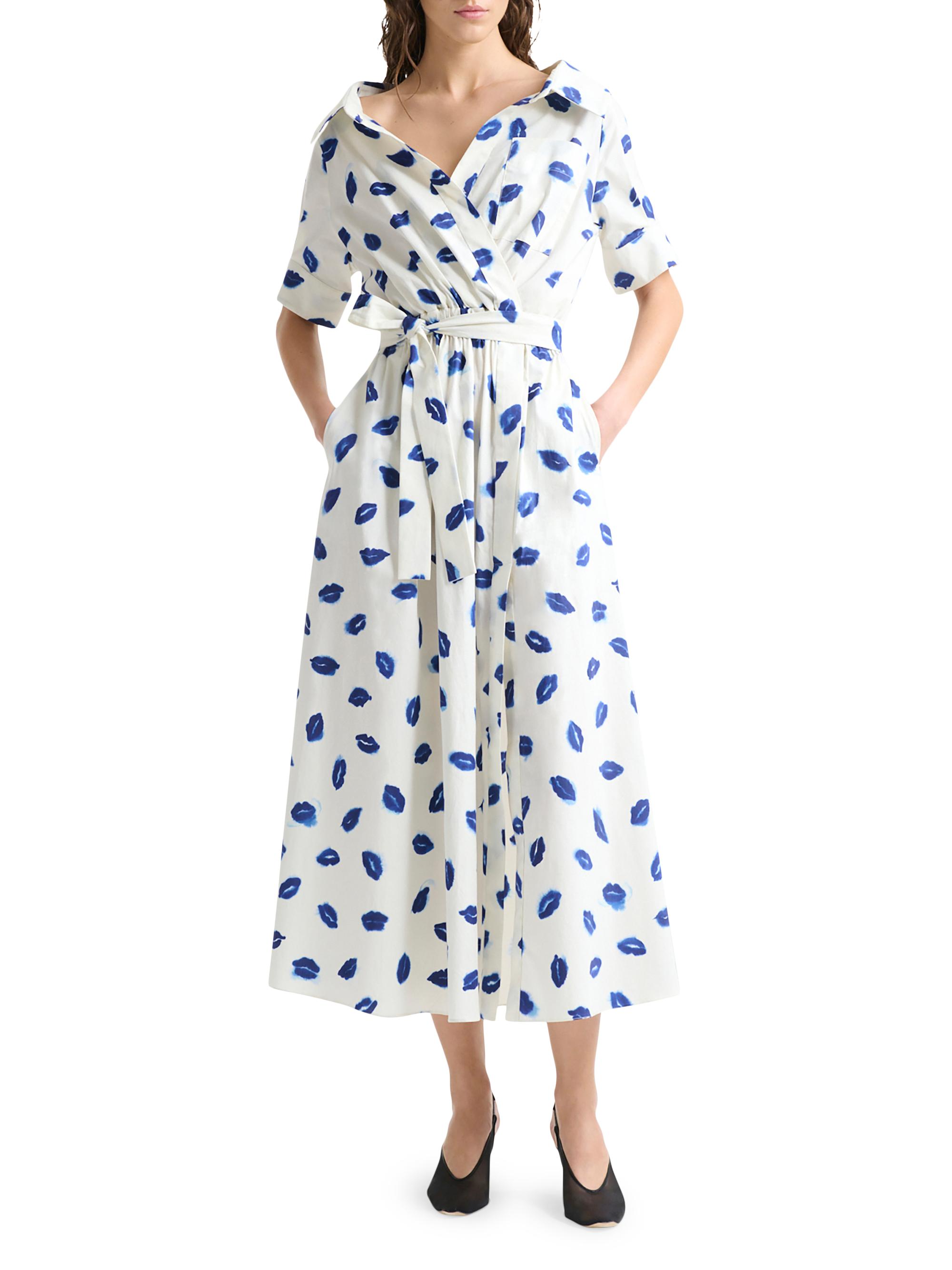 Altuzarra Lydia Lip-Print Stretch-Cotton Midi-Dress | Saks Fifth