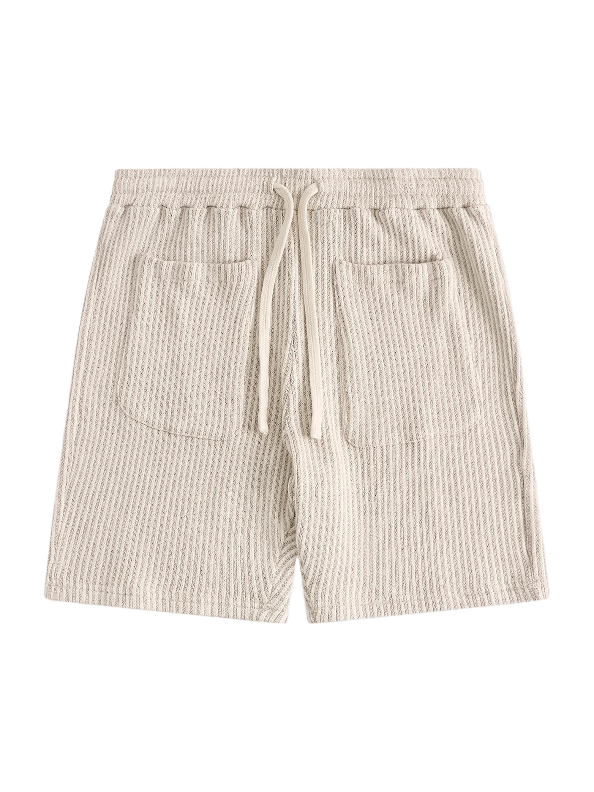 Krost Men's Striped Knit Shorts - Egret