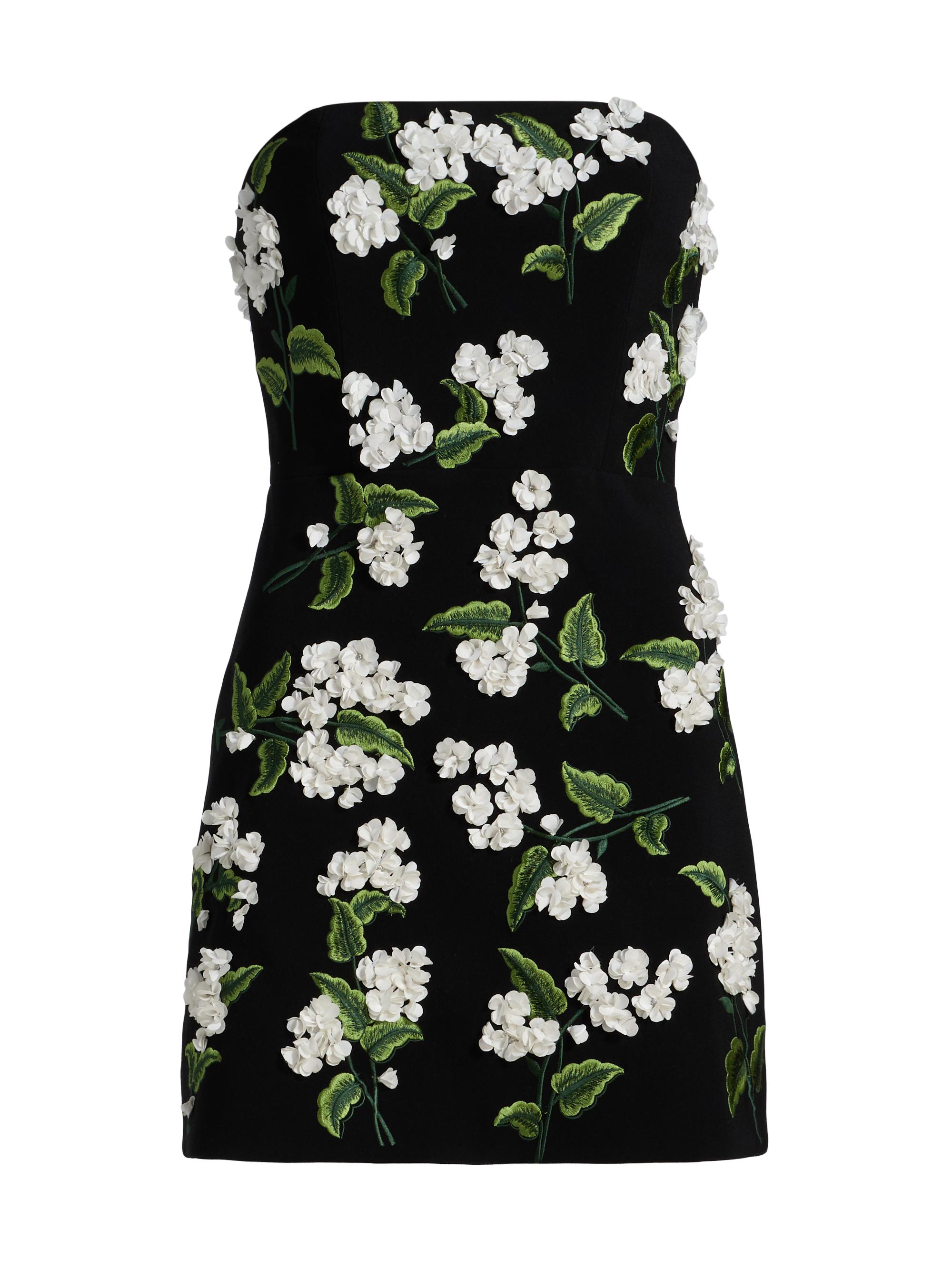 ALICE + OLIVIA Velia Floral Appliqué Bandeau Minidress | Saks