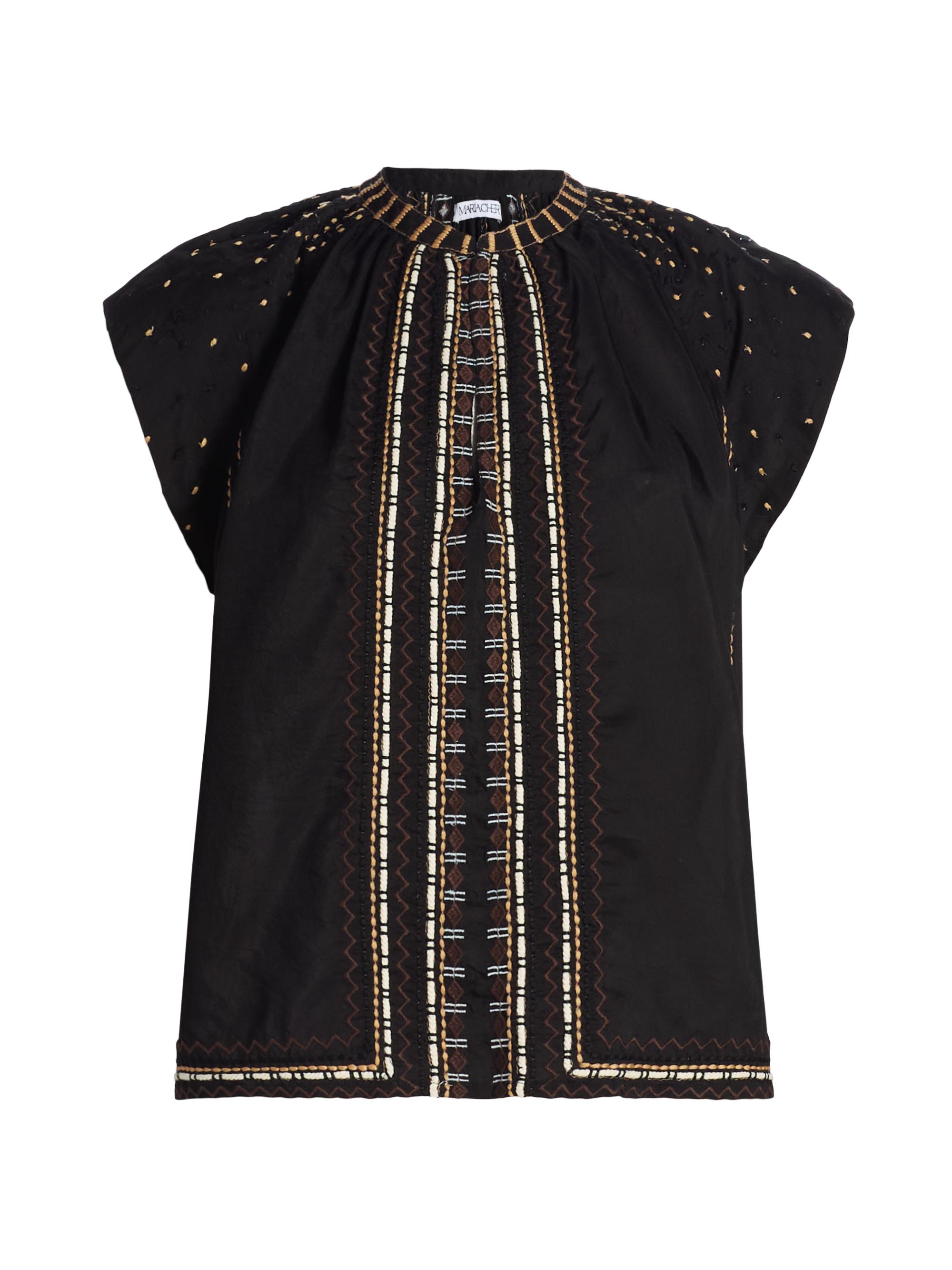 Maria Cher Women's Joan Monica Embroidered Top - Black