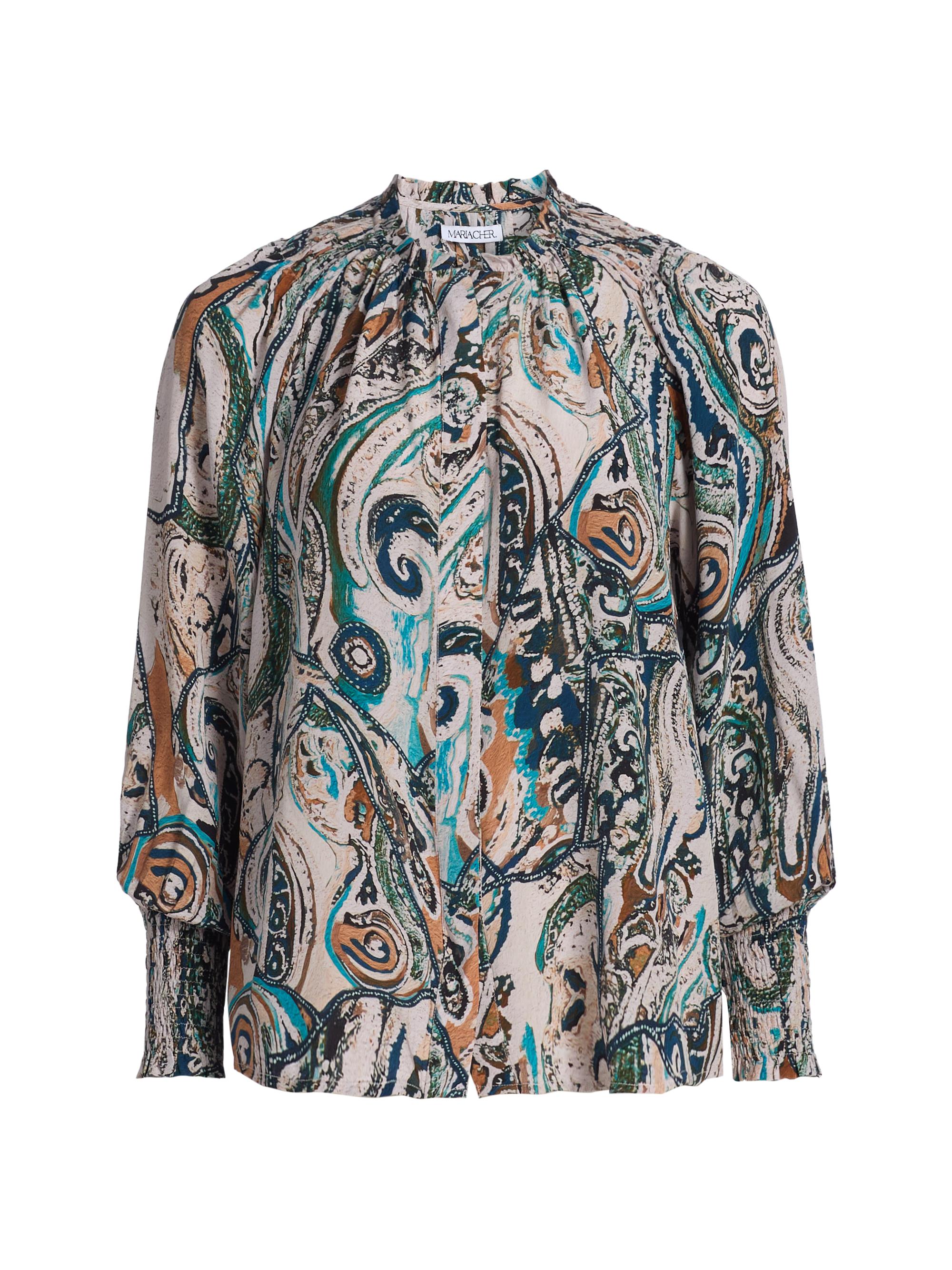 Maria Cher Women's Frank Julieta Printed Silk Blouse - Blue