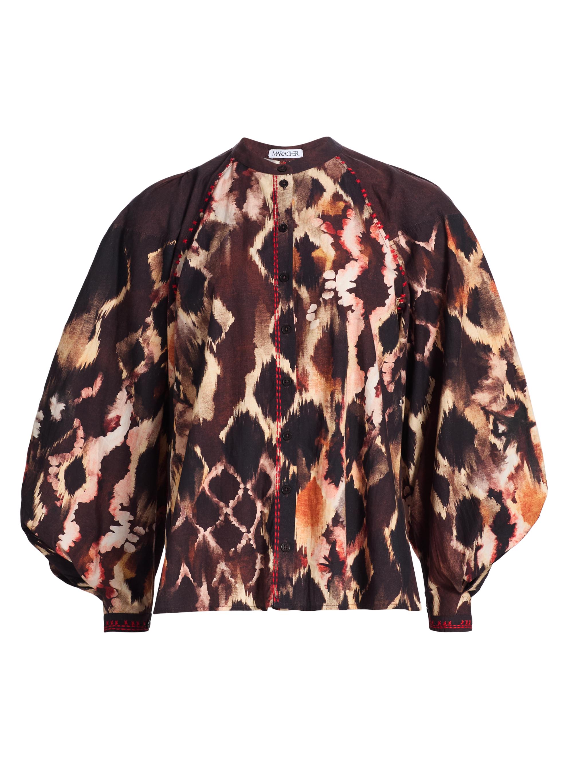 Maria Cher Women's Fleetwood Andre Printed Cotton Blouse - Brown