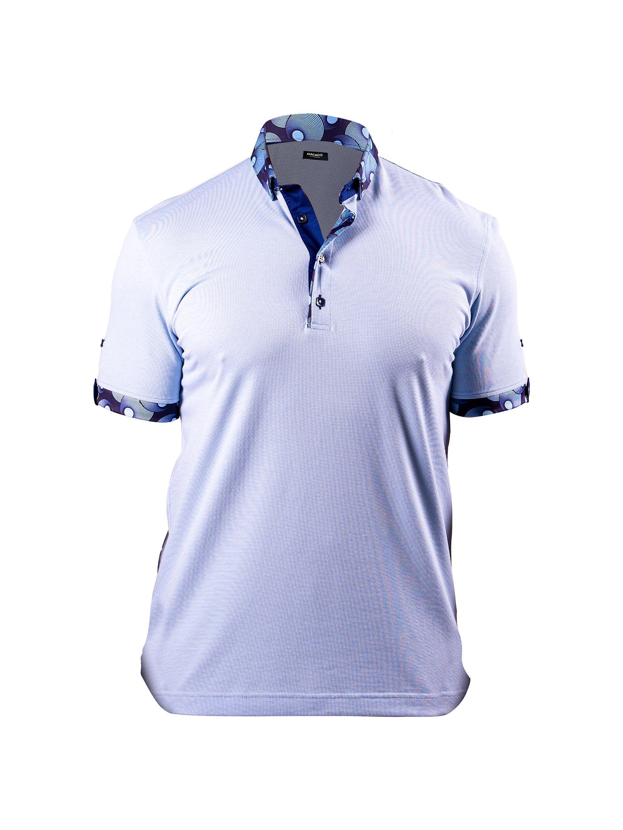 Maceoo Men's Polo Collar Solid Shirt - Blue
