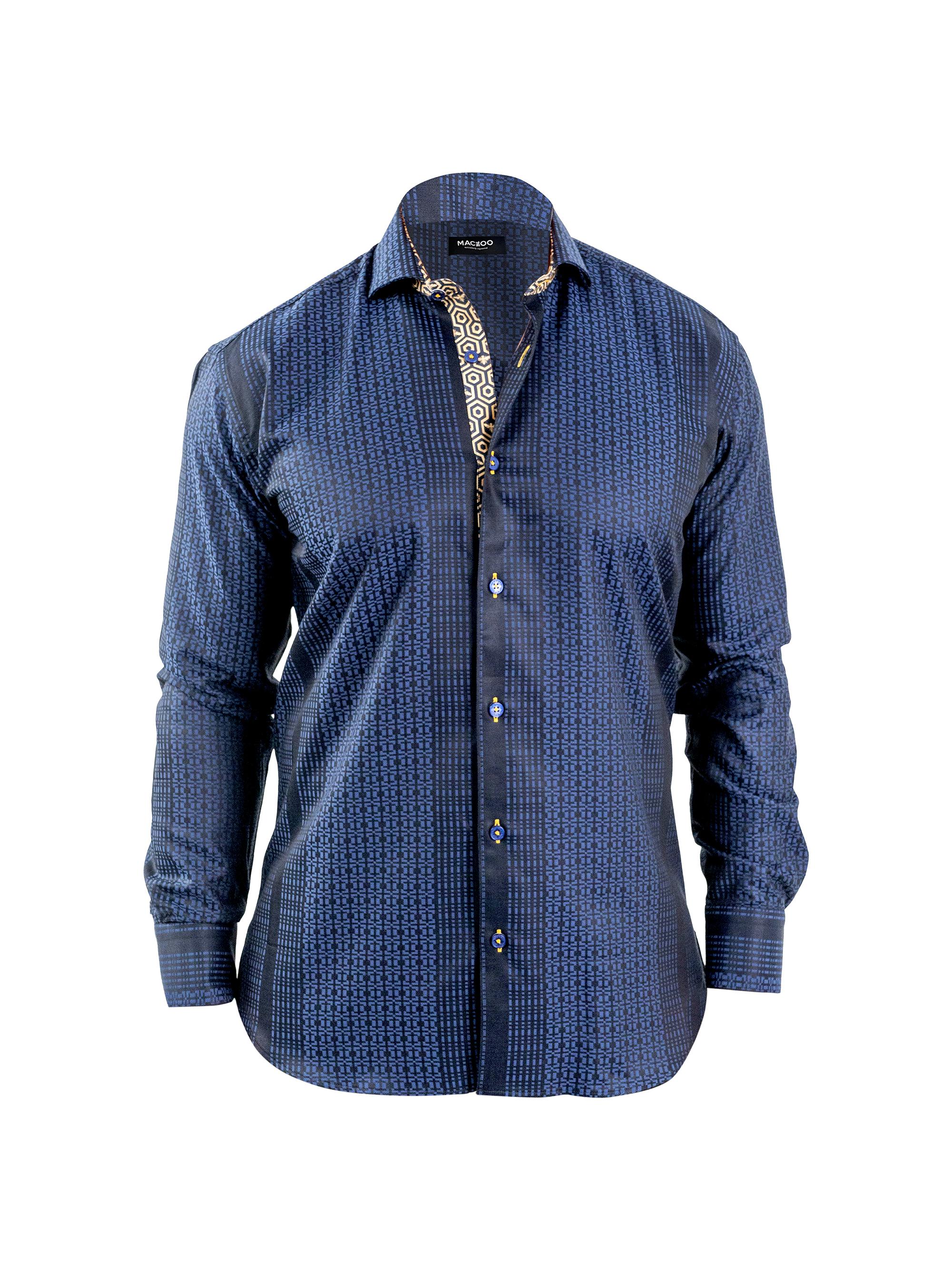 Maceoo Men's Einstein Jacq Honey Three Shirt - Blue