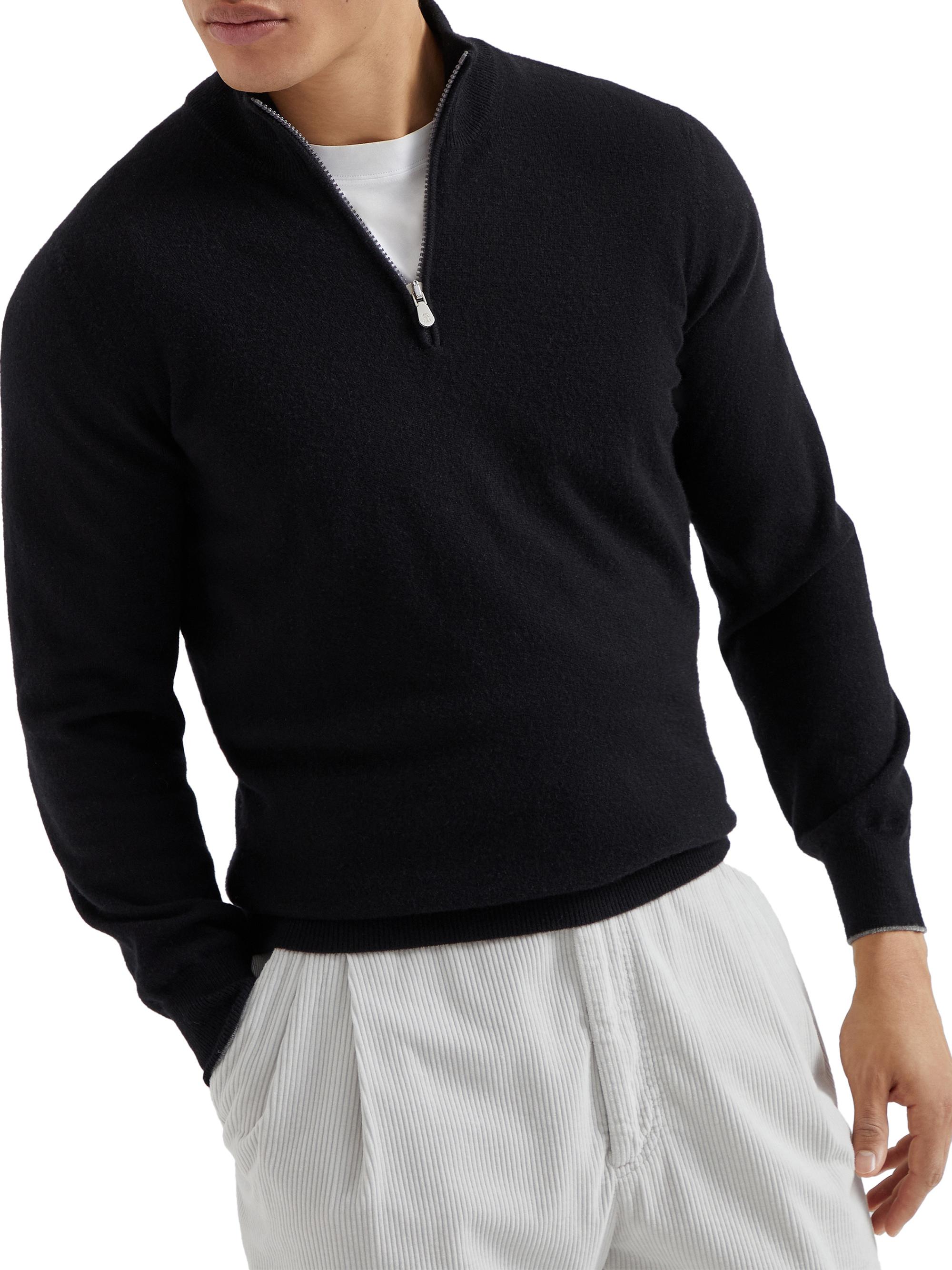 Brunello Cucinelli Cashmere Sweater with Half Zip | Saks Fifth Avenue