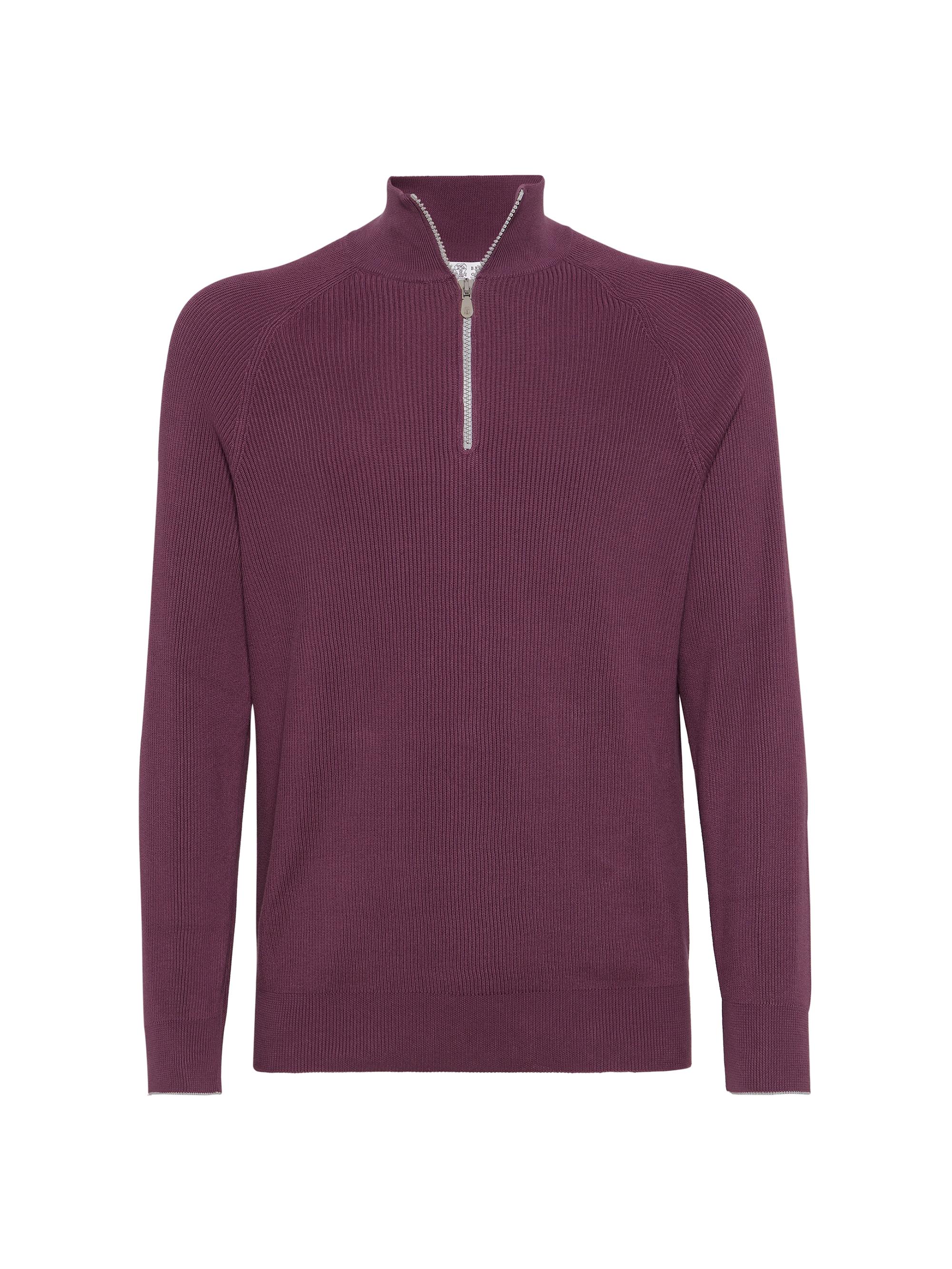 Brunello Cucinelli Cotton English Rib Sweater with Half Zip | Saks
