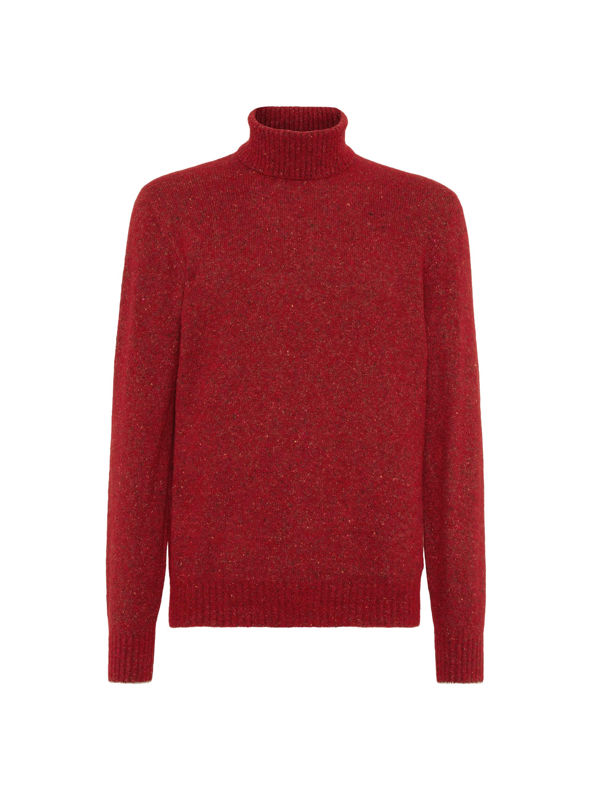 Brunello Cucinelli Men's Flecked Alpaca, Wool, Silk and Cotton Turtleneck Sweater - Purple Red