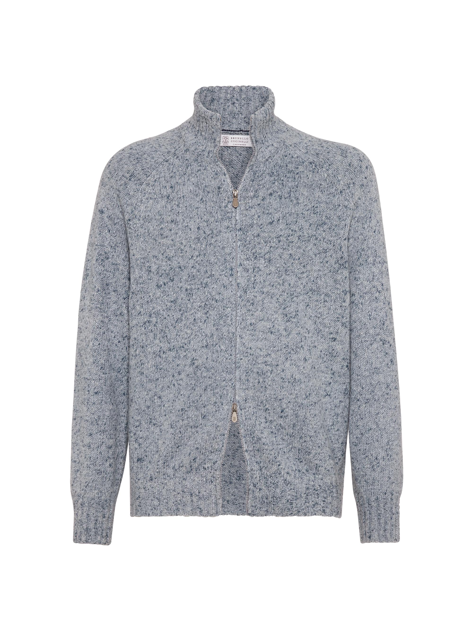 Brunello Cucinelli Flecked Cashmere Cardigan with Zipper | Saks