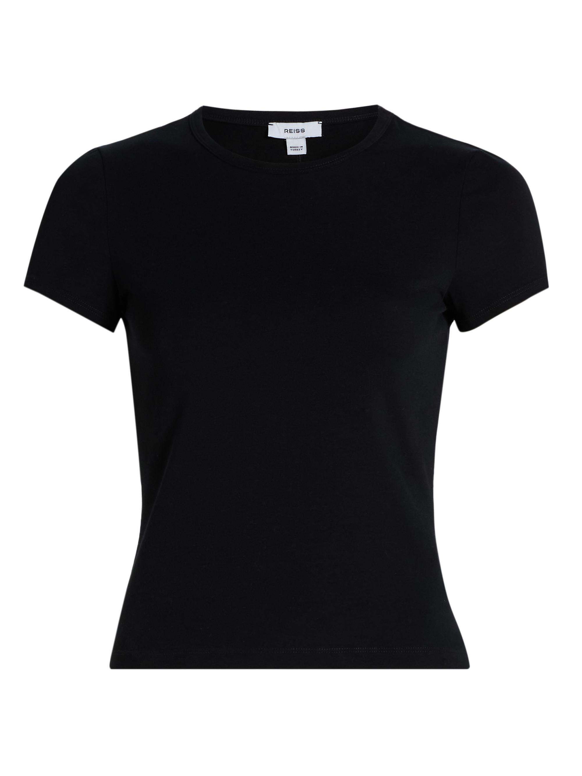 Reiss Women's Jolie Stretch-Cotton Soft Crewneck T-Shirt - Black