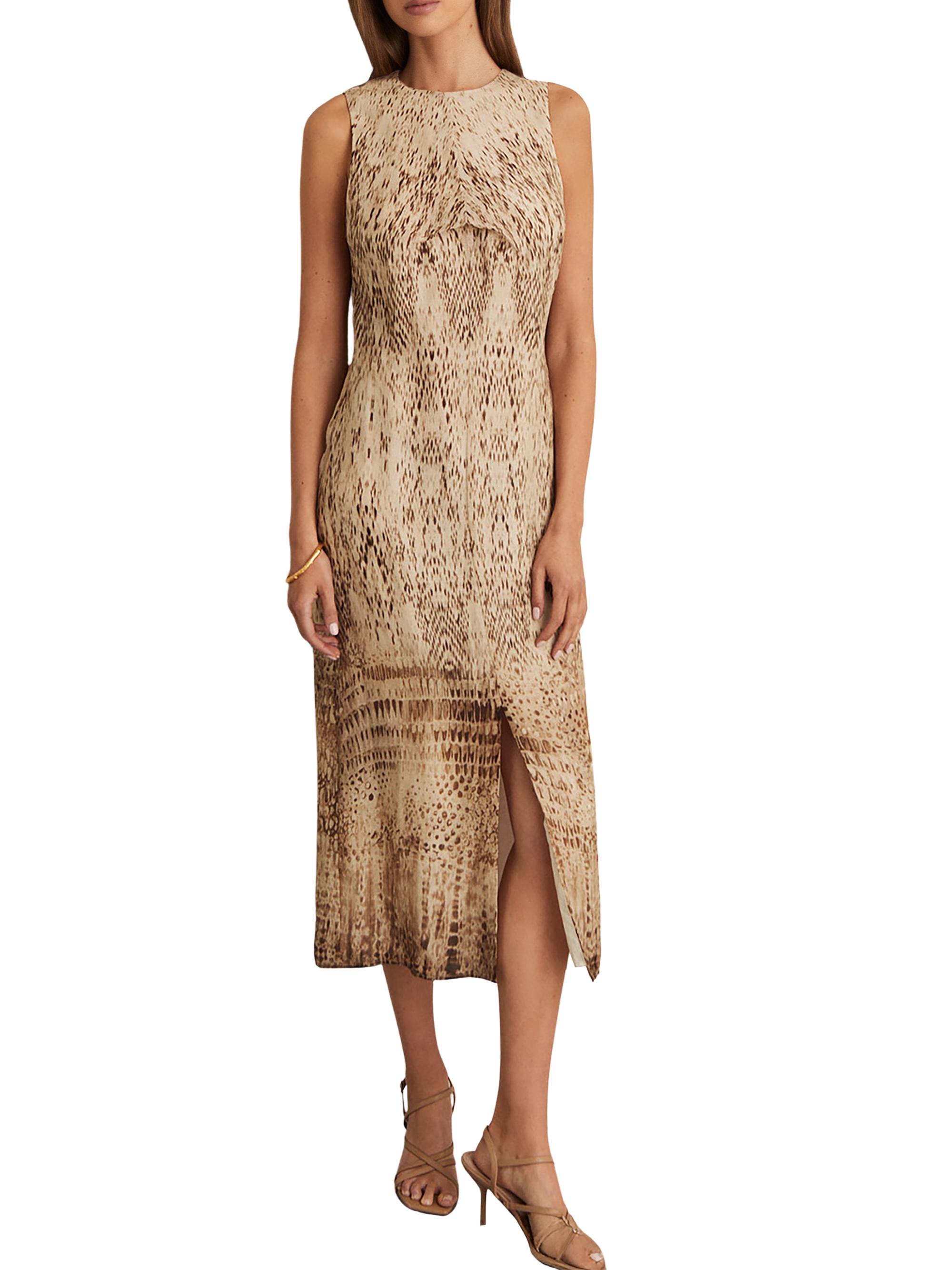 Reiss Women's Presley Snake Print Midi-Dress - Size 4 Neutral