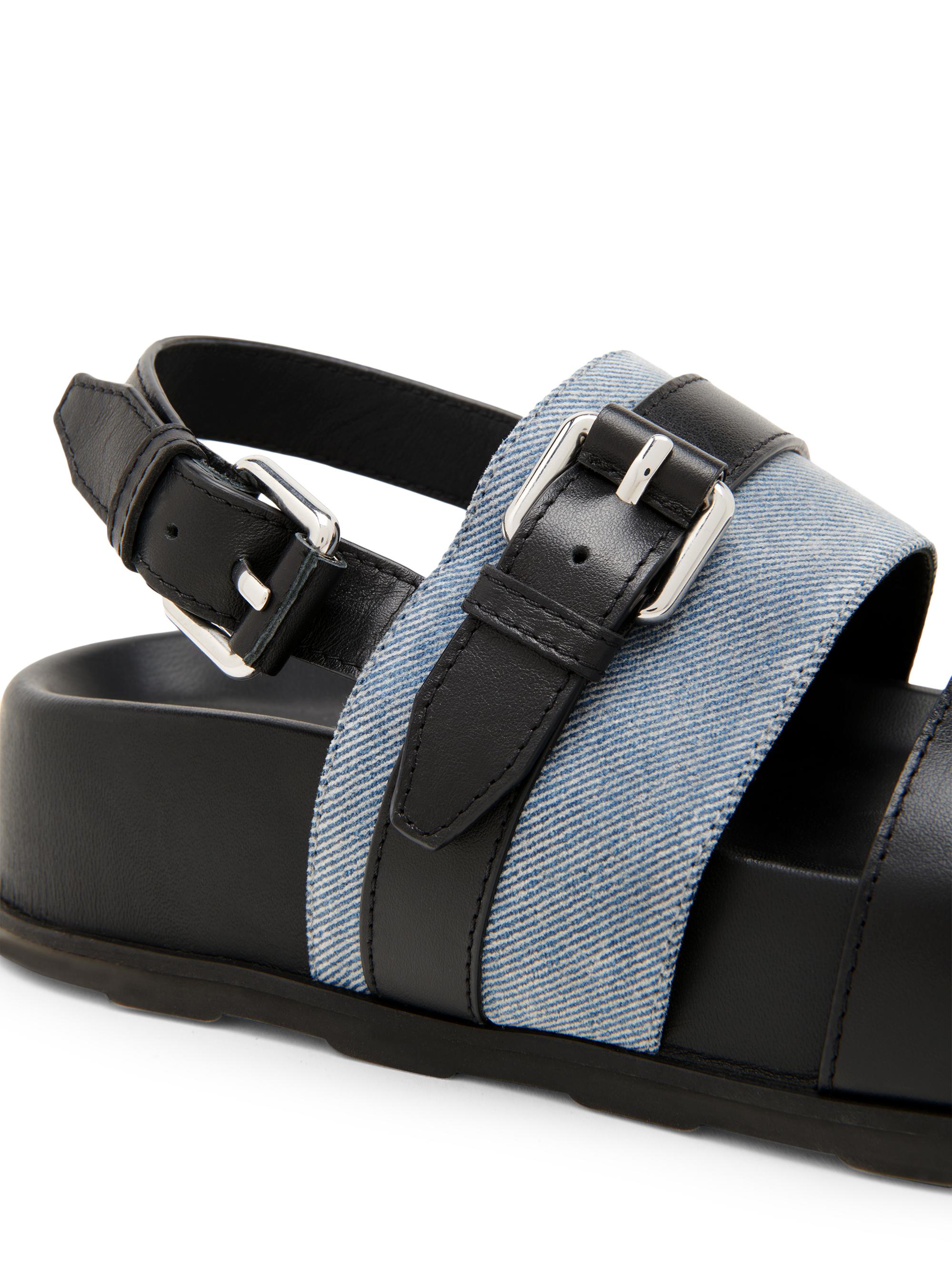 Moschino Tie-Me 40MM Denim & Leather Platform Sandals | Saks Fifth