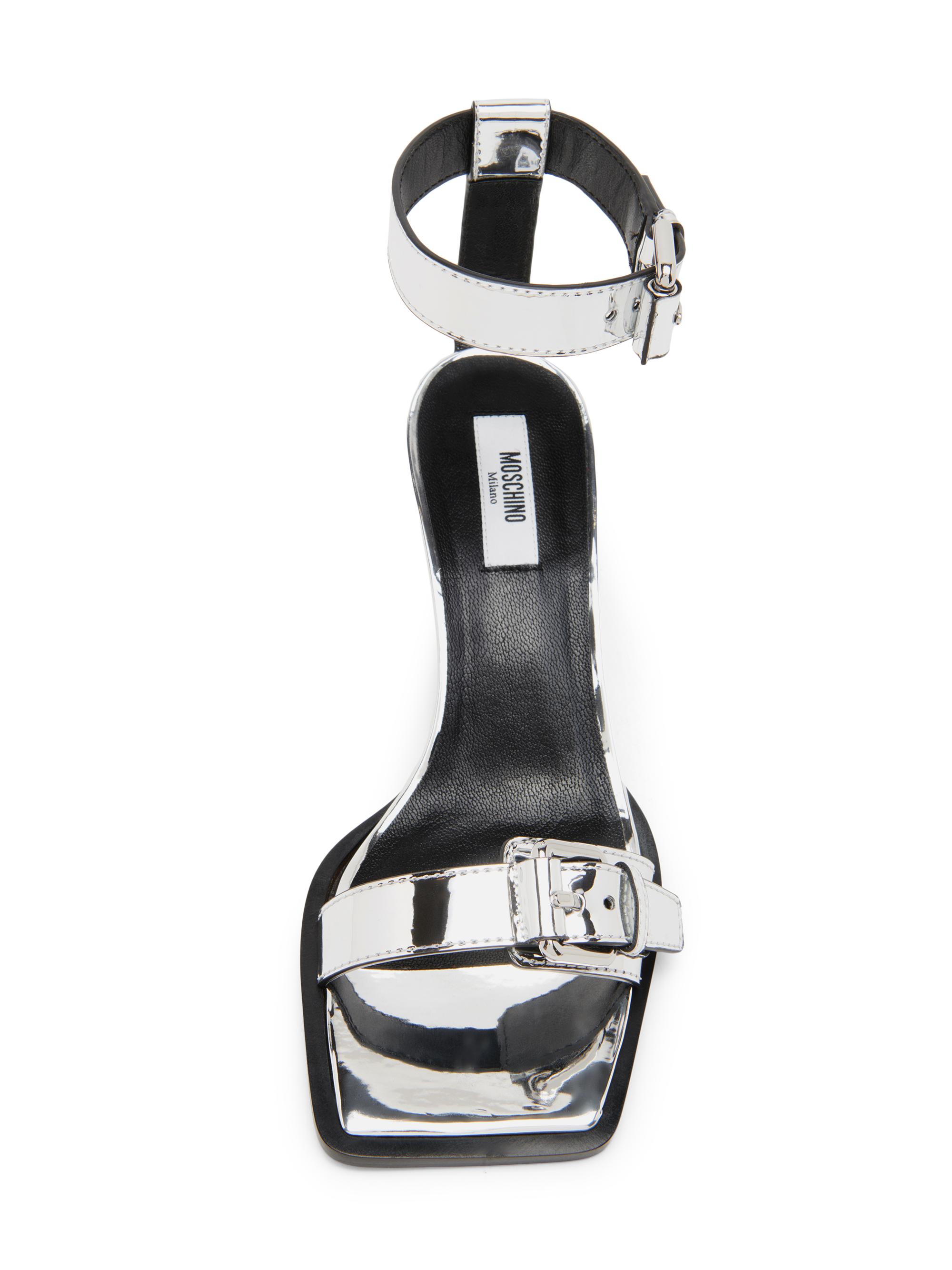 Moschino Tie-Me 55MM Mirrored Sandals | Saks Fifth Avenue