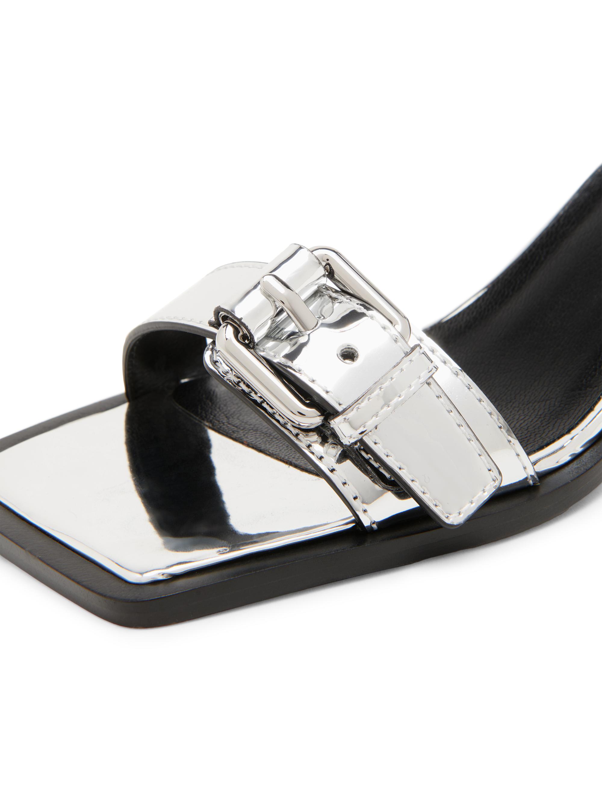 Moschino Tie-Me 55MM Mirrored Sandals | Saks Fifth Avenue