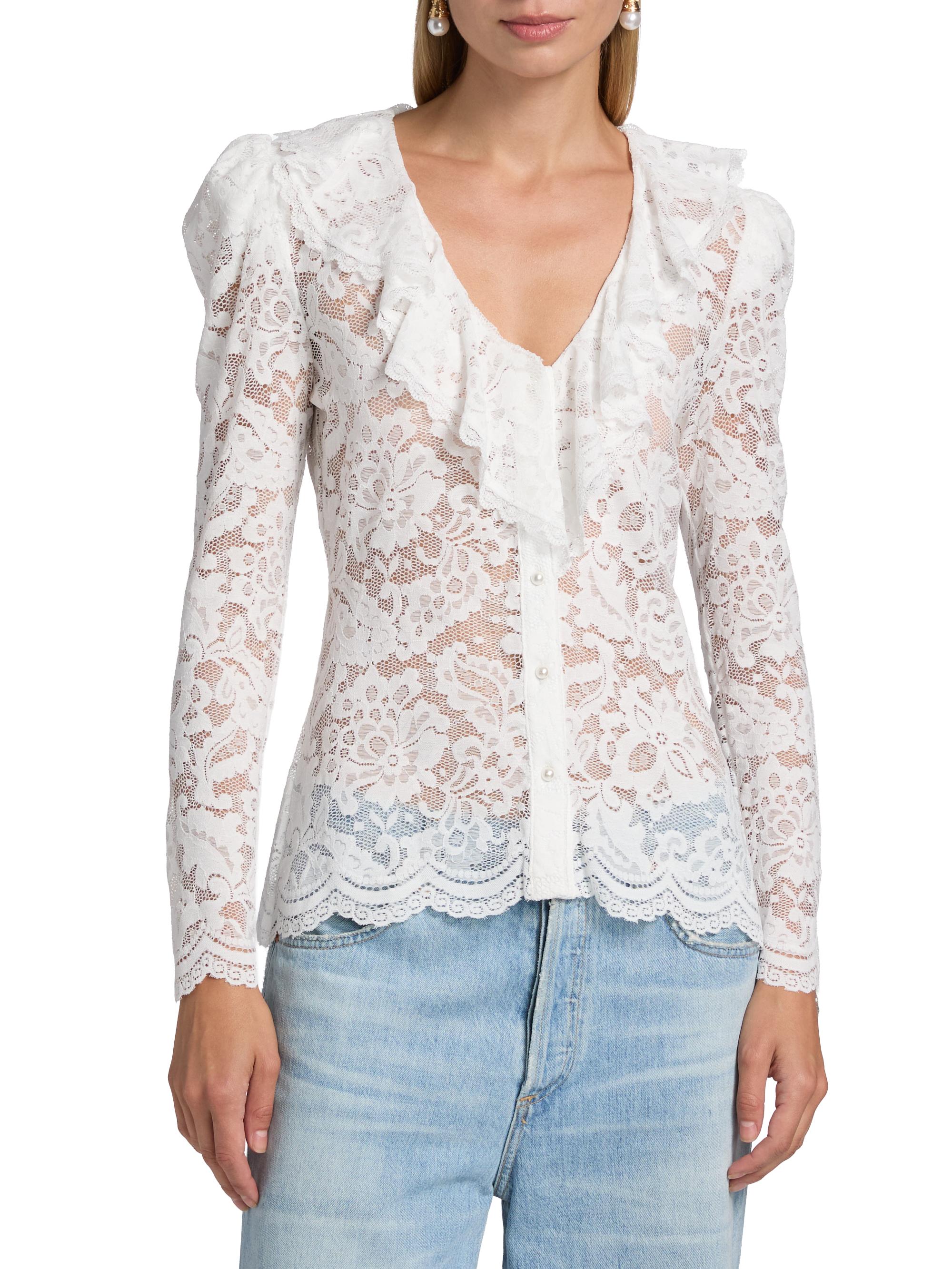 Generation Love Corsa Floral Lace Long-Sleeve Top | Saks